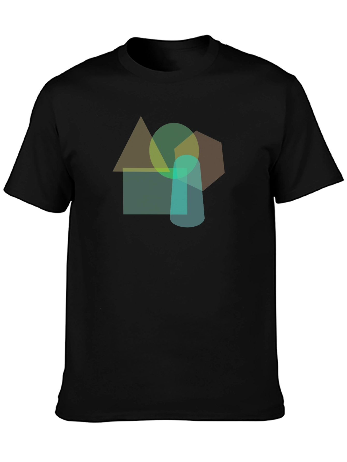 Abstract Geometric Shapes Black T-Shirt