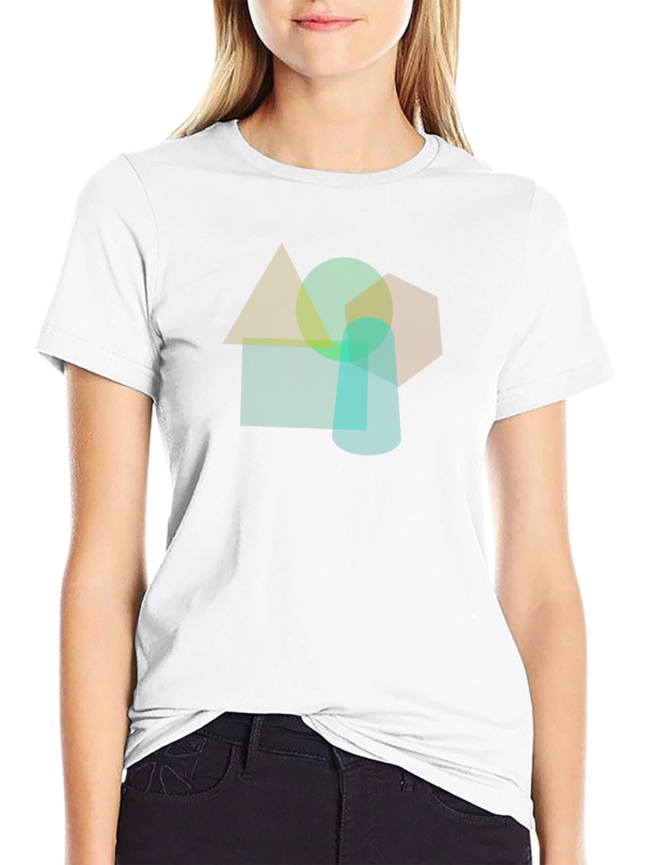 Abstract Geometric Shapes Black T-Shirt