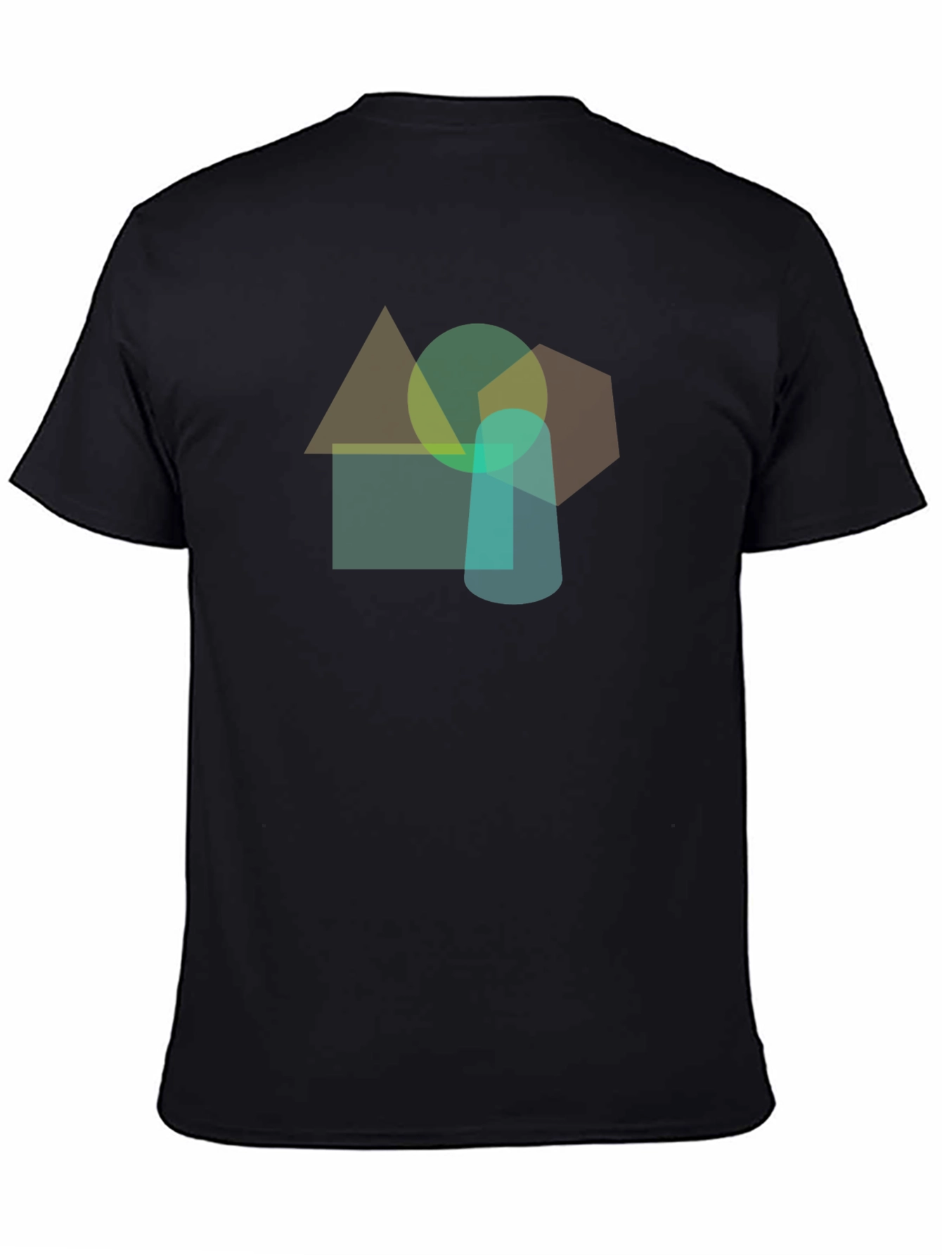 Abstract Geometric Shapes Black T-Shirt