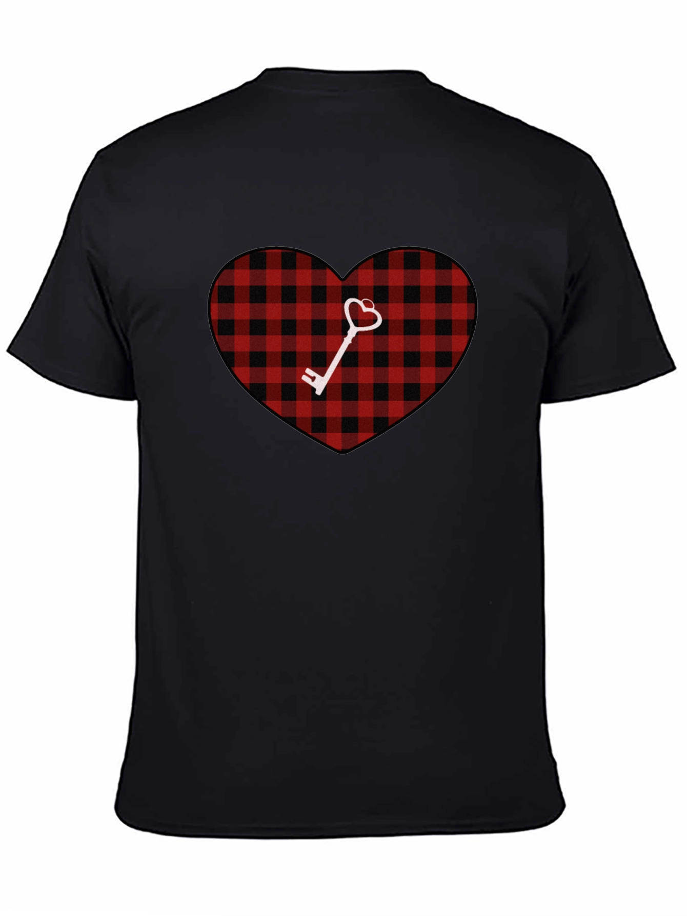 Plaid Heart & Key Graphic T-Shirt