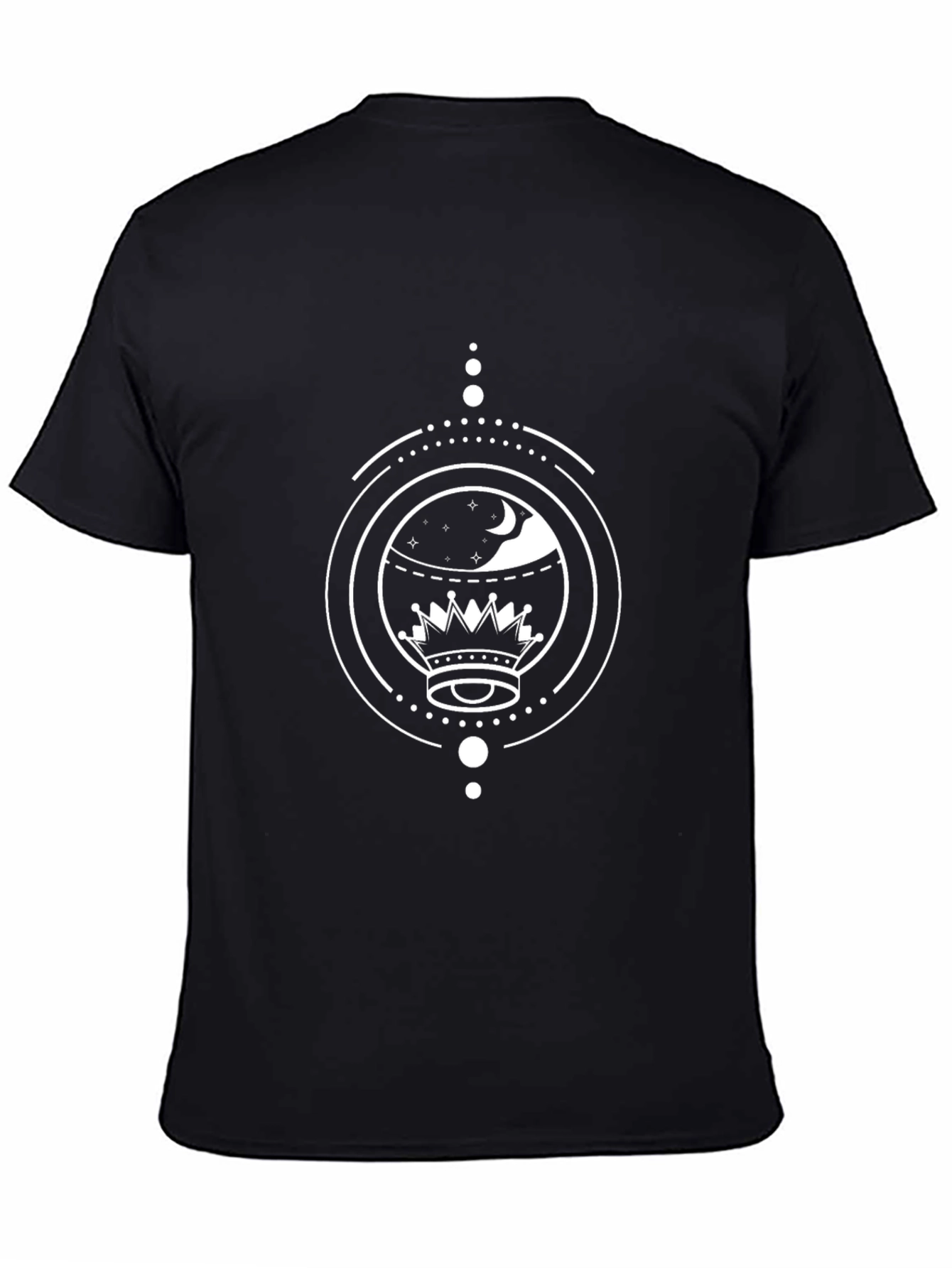 Night Sky Crown Graphic Tee - Modern Black T-Shirt