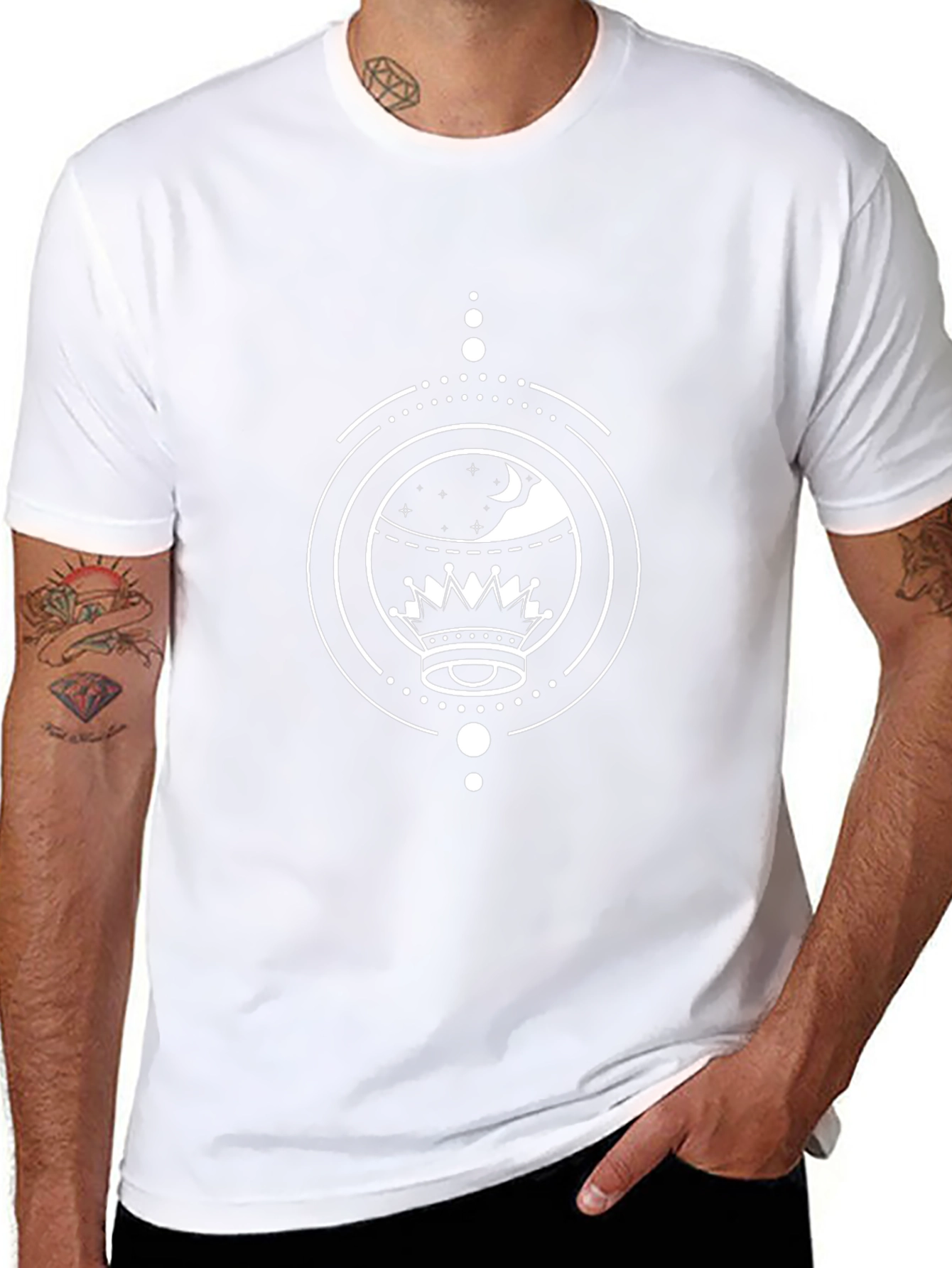 Night Sky Crown Graphic Tee - Modern Black T-Shirt