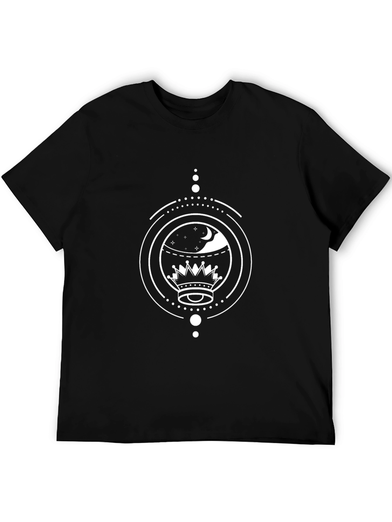 Night Sky Crown Graphic Tee - Modern Black T-Shirt
