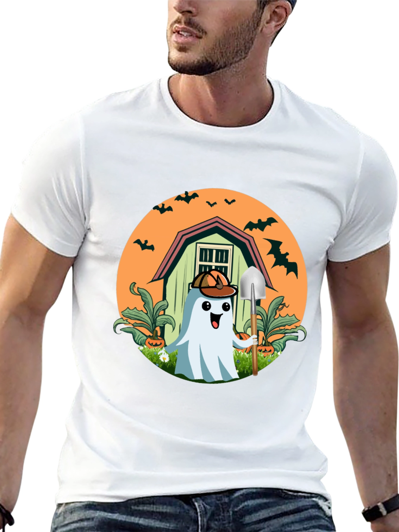 Spooky Ghost Gardener T-Shirt - Halloween Harvest
