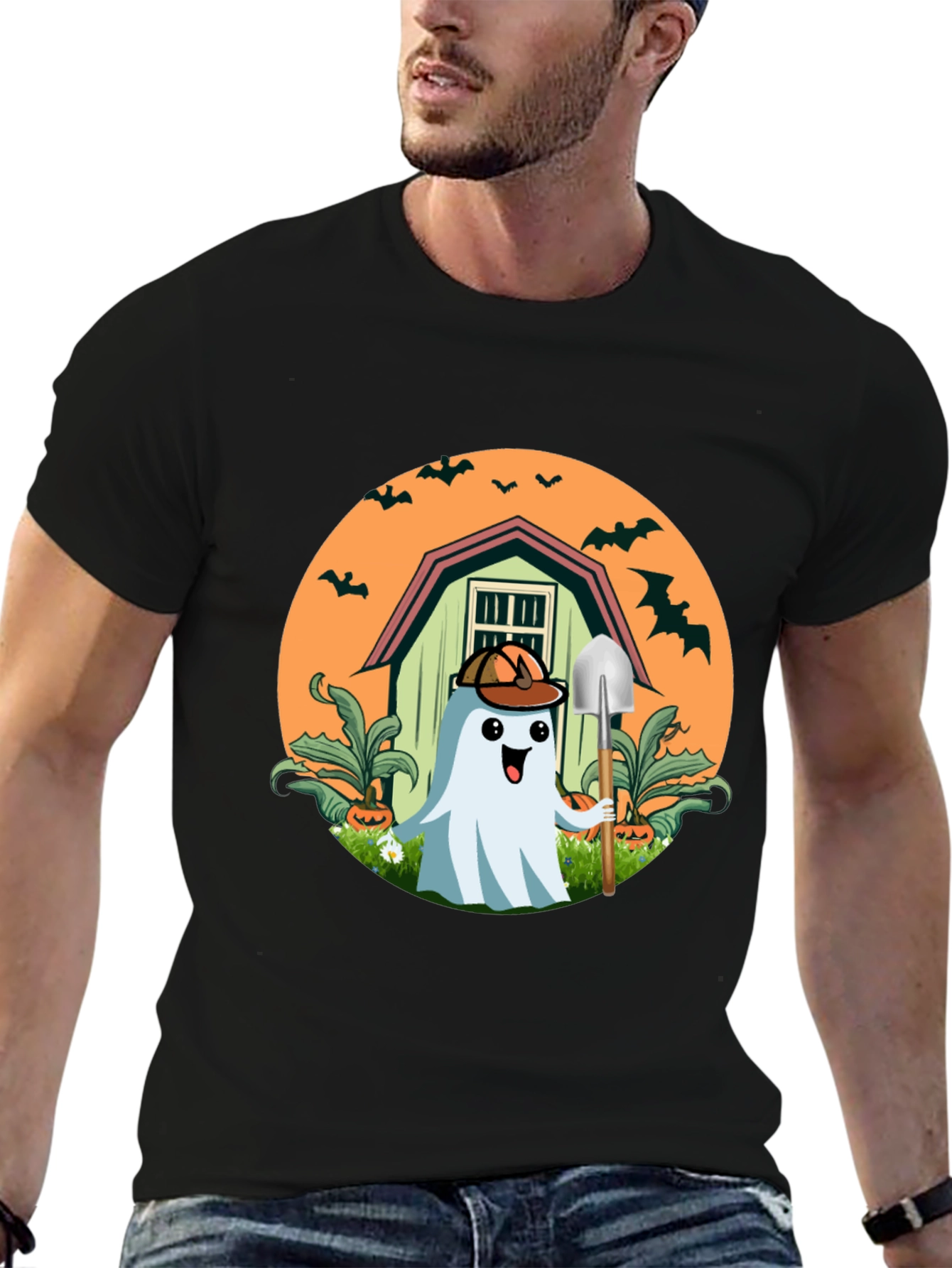 Spooky Ghost Gardener T-Shirt - Halloween Harvest
