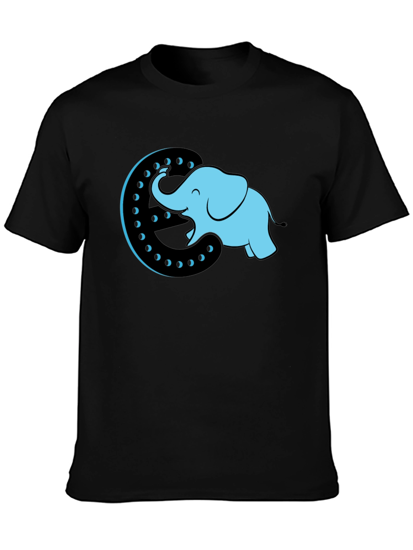 Elephant Moon Graphic Tee - Black Cotton T-Shirt