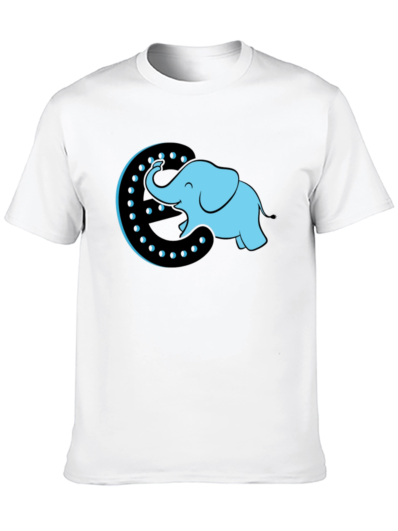 Elephant Moon Graphic Tee - Black Cotton T-Shirt