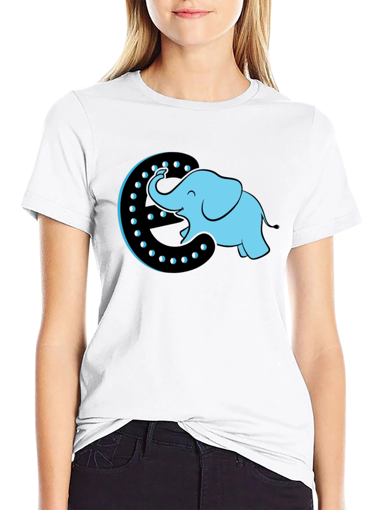 Elephant Moon Graphic Tee - Black Cotton T-Shirt