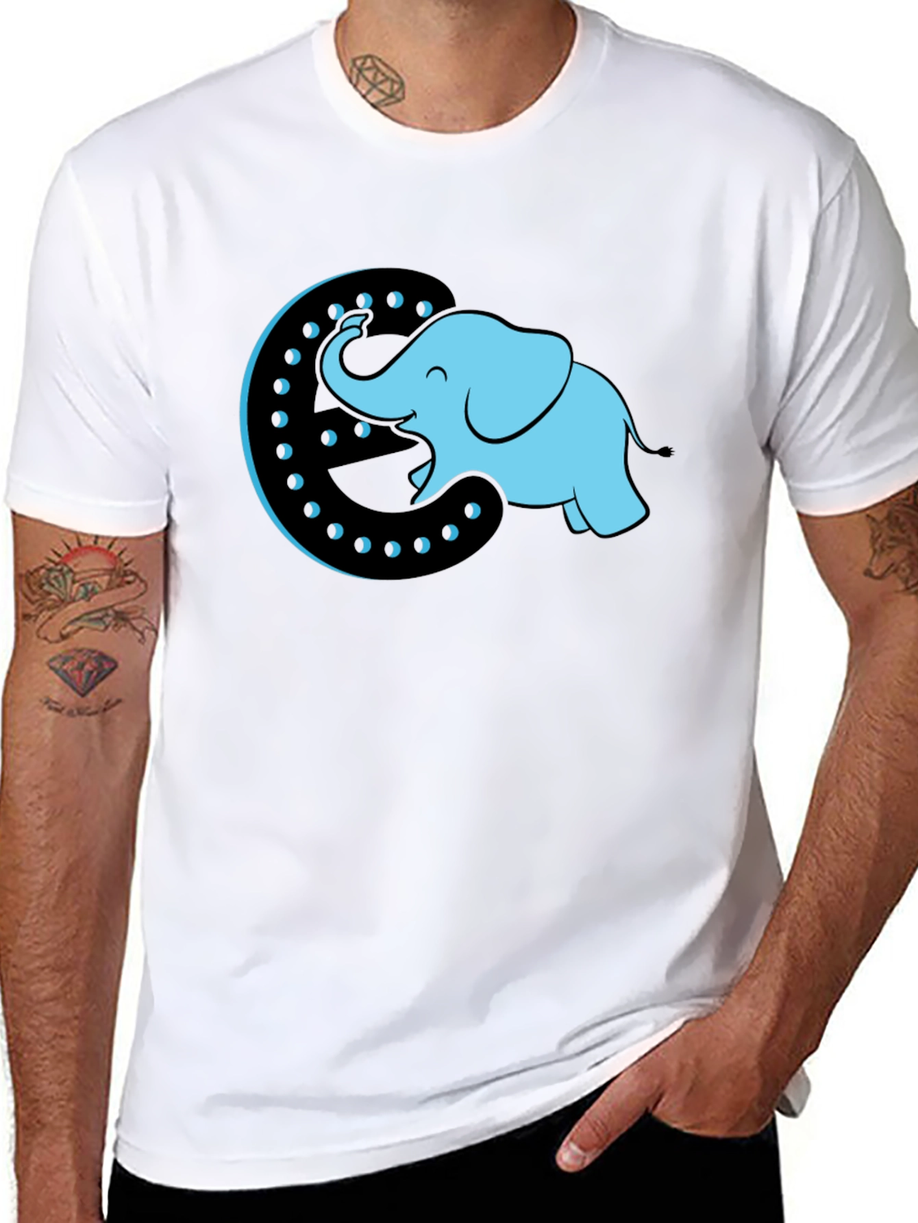 Elephant Moon Graphic Tee - Black Cotton T-Shirt