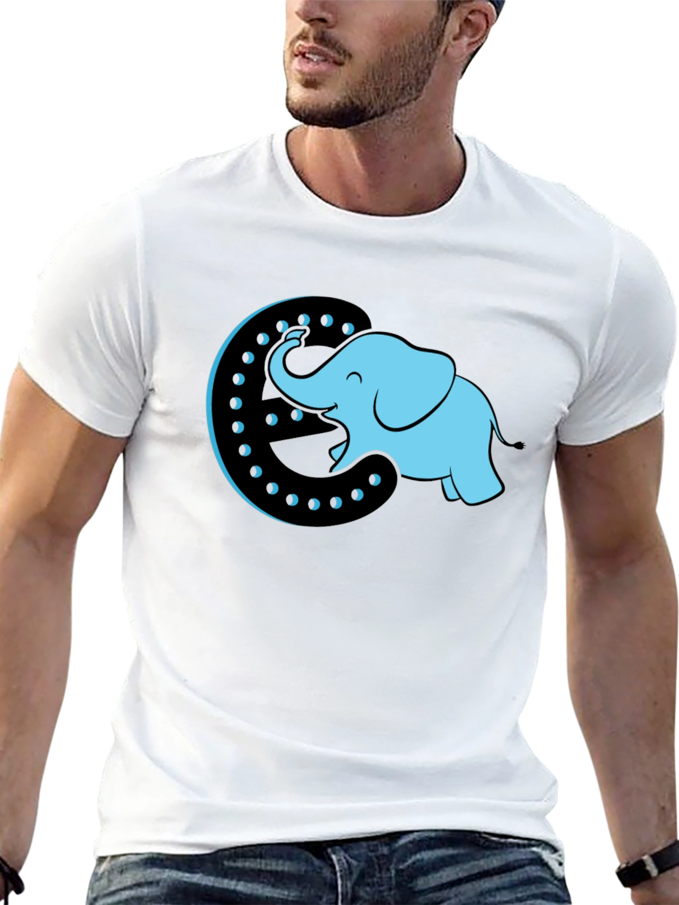 Elephant Moon Graphic Tee - Black Cotton T-Shirt