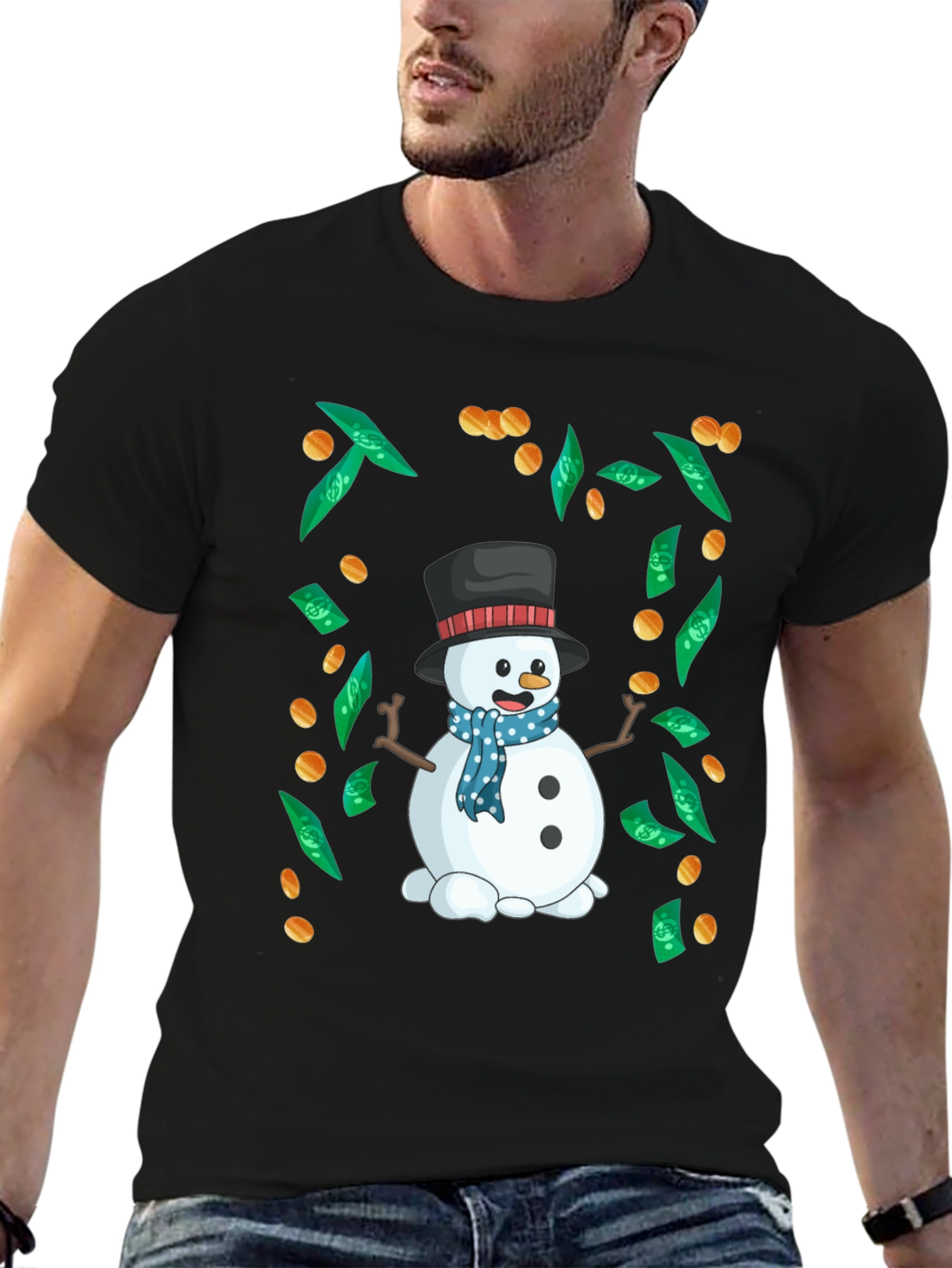 Festive Snowman Money Graphic Tee