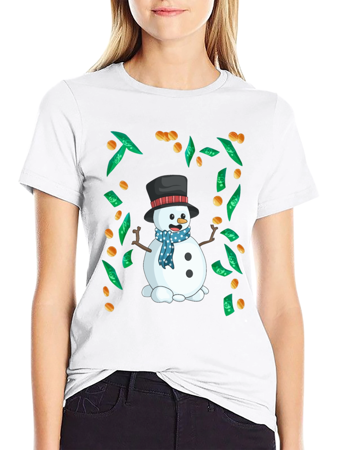 Festive Snowman Money Graphic Tee