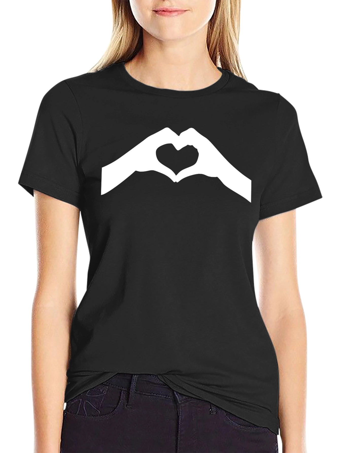 Heart Hands Black T-Shirt - Express Your Love