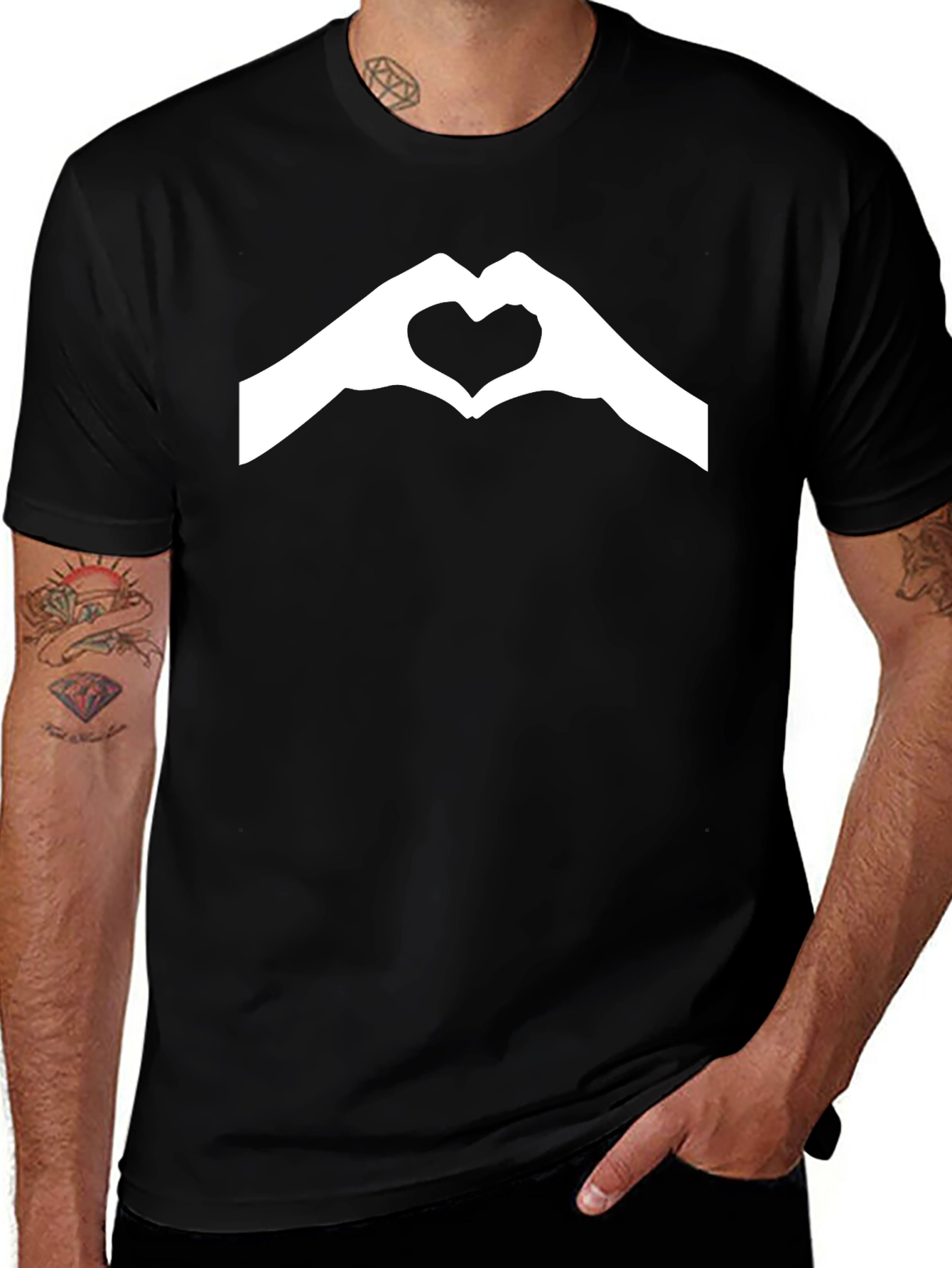 Heart Hands Black T-Shirt - Express Your Love