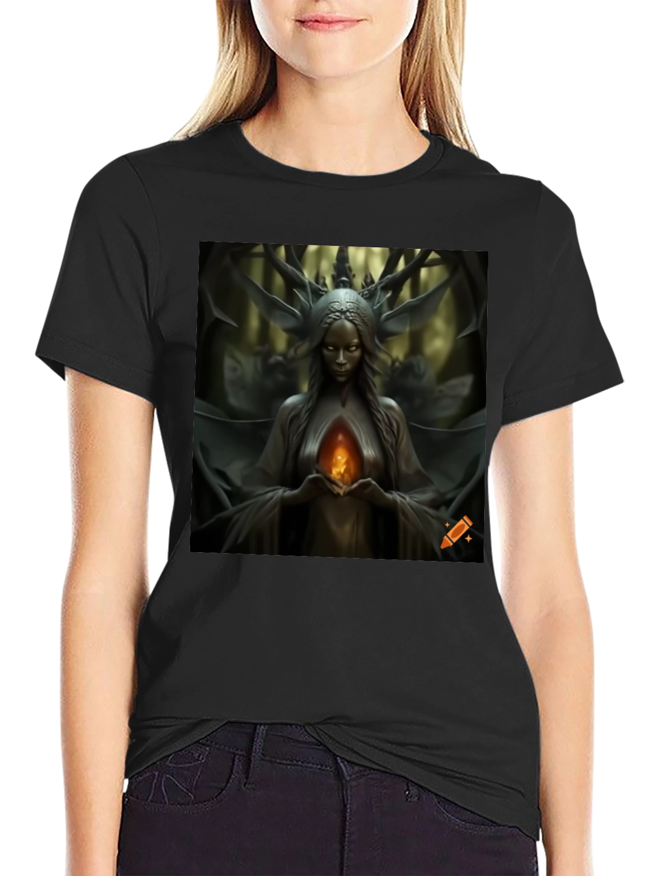 Mystic Forest Queen Graphic Tee - Black