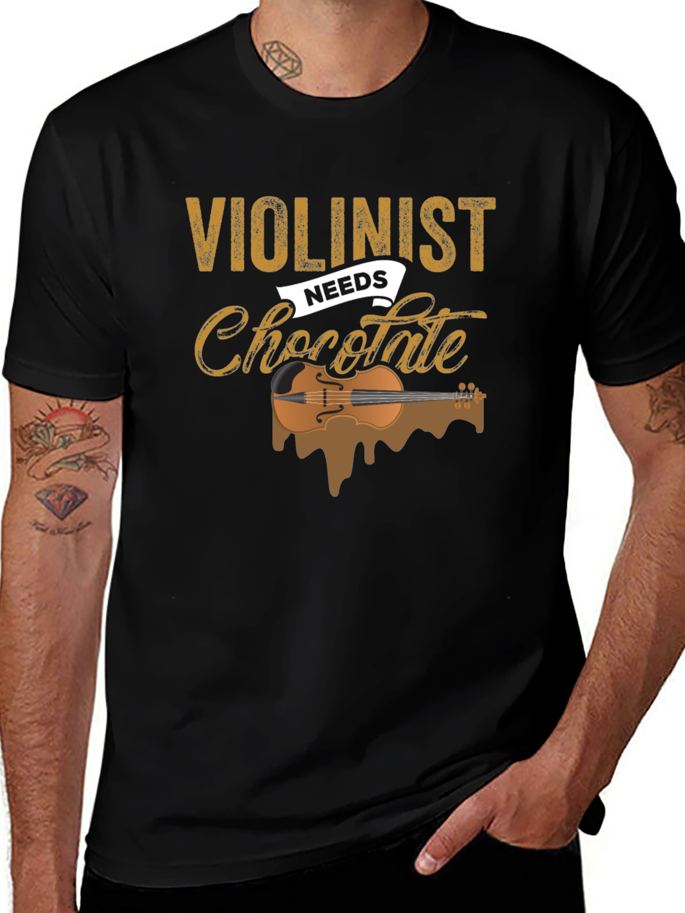 Violinist Needs Chocolate T-Shirt - Music Lover Tee