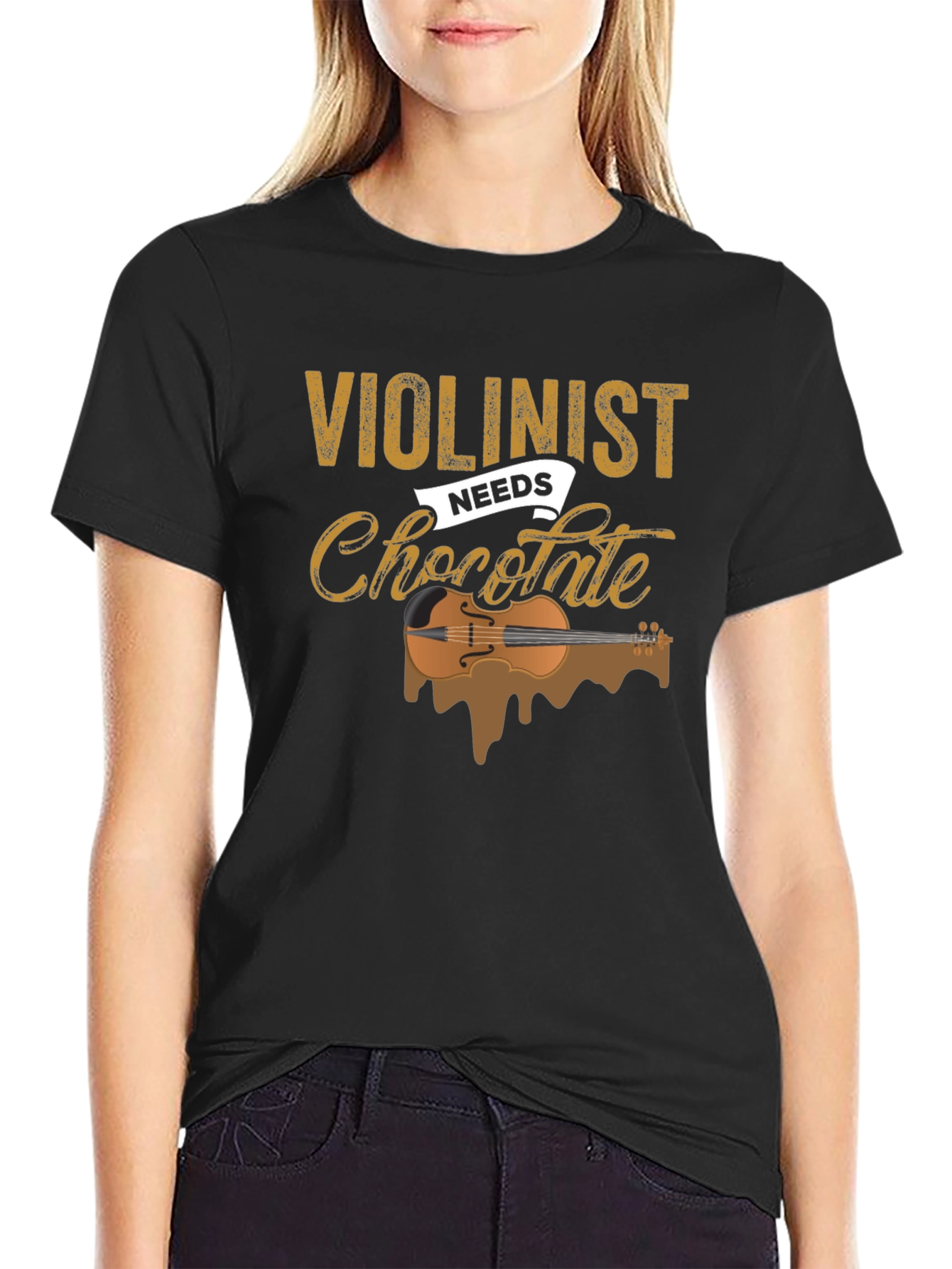 Violinist Needs Chocolate T-Shirt - Music Lover Tee