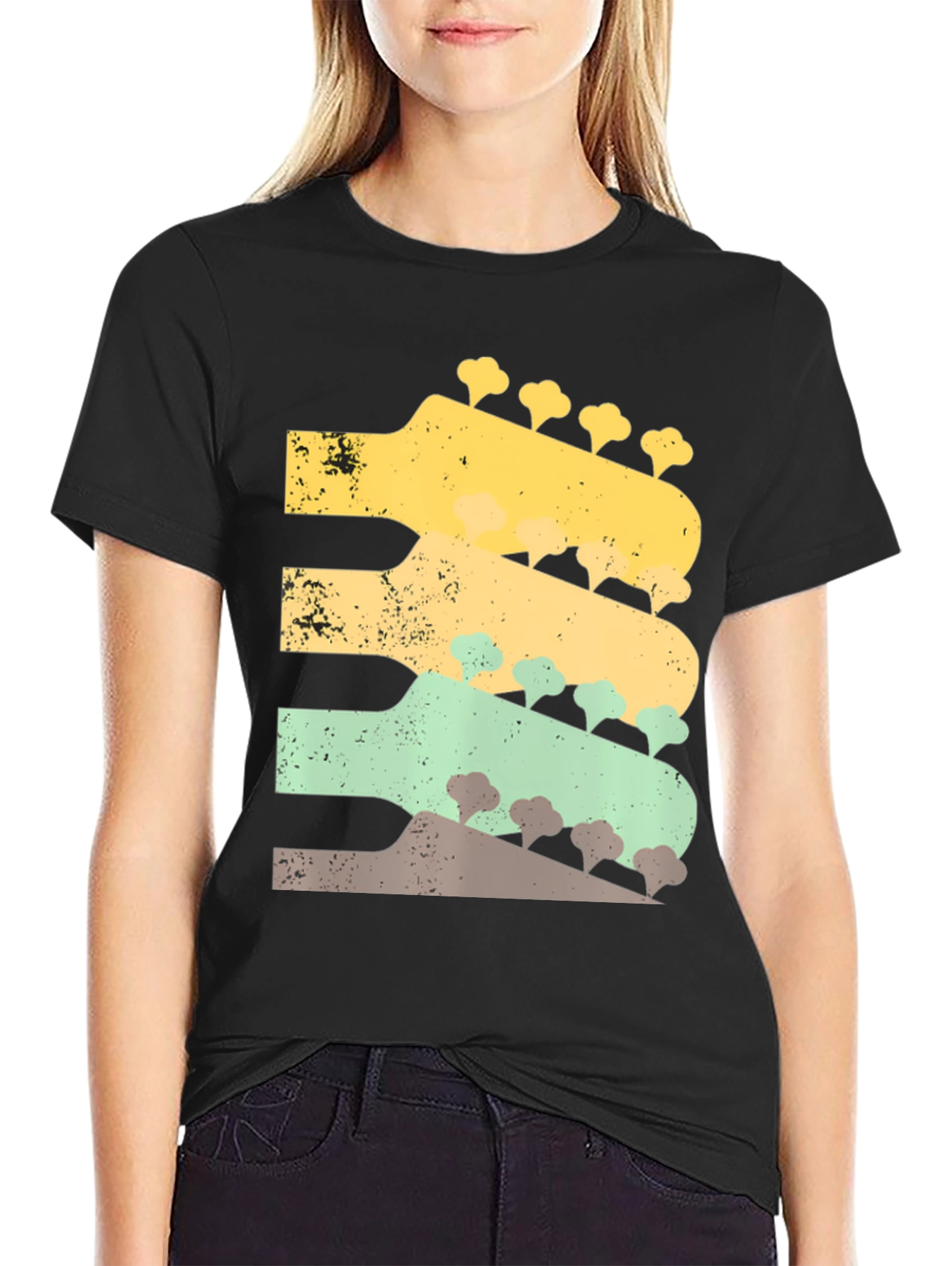Retro Guitar Headstock T-Shirt - Music Lover Tee