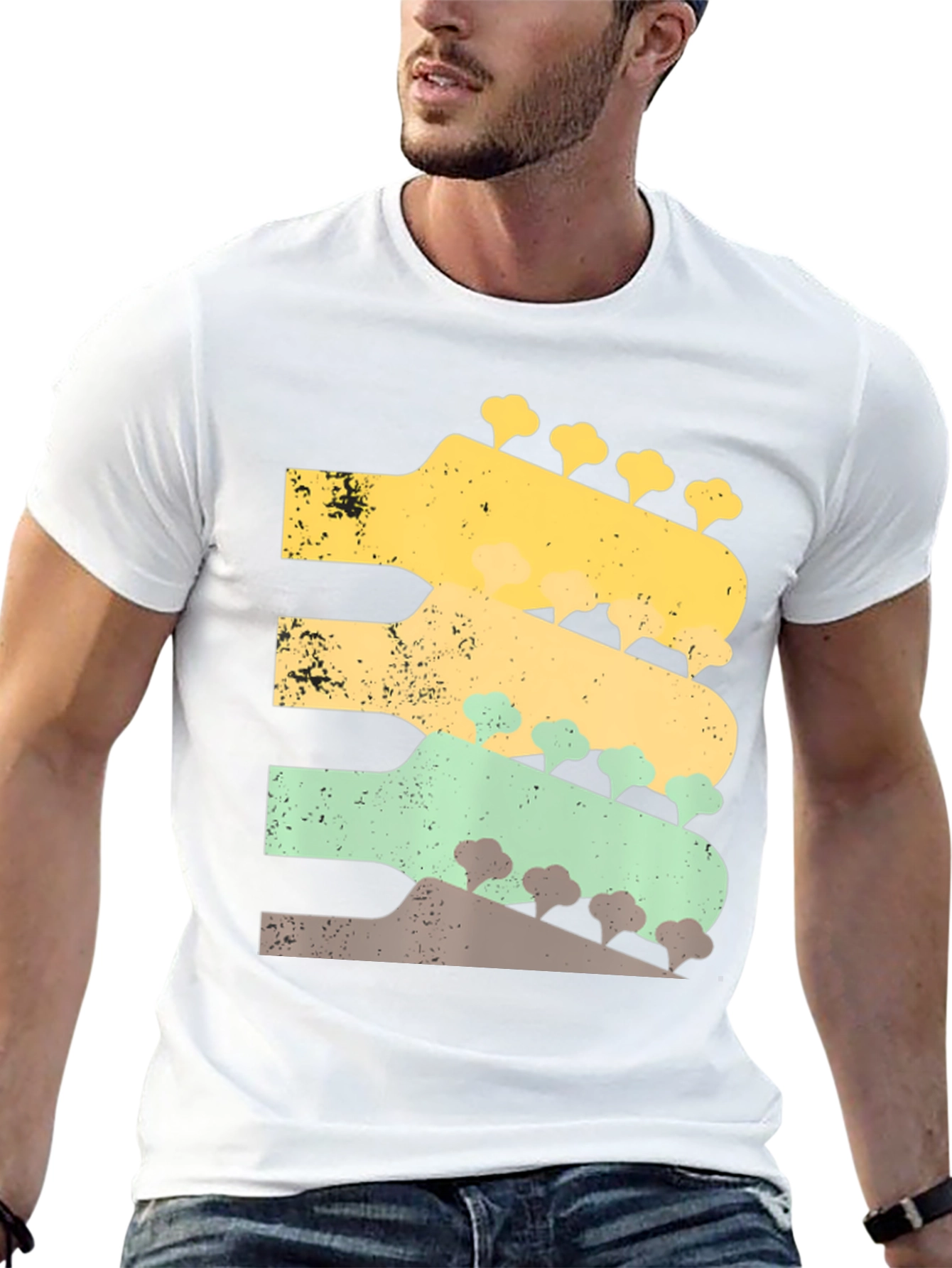 Retro Guitar Headstock T-Shirt - Music Lover Tee