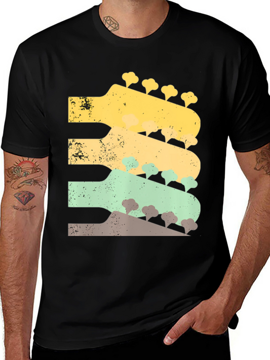 Retro Guitar Headstock T-Shirt - Music Lover Tee