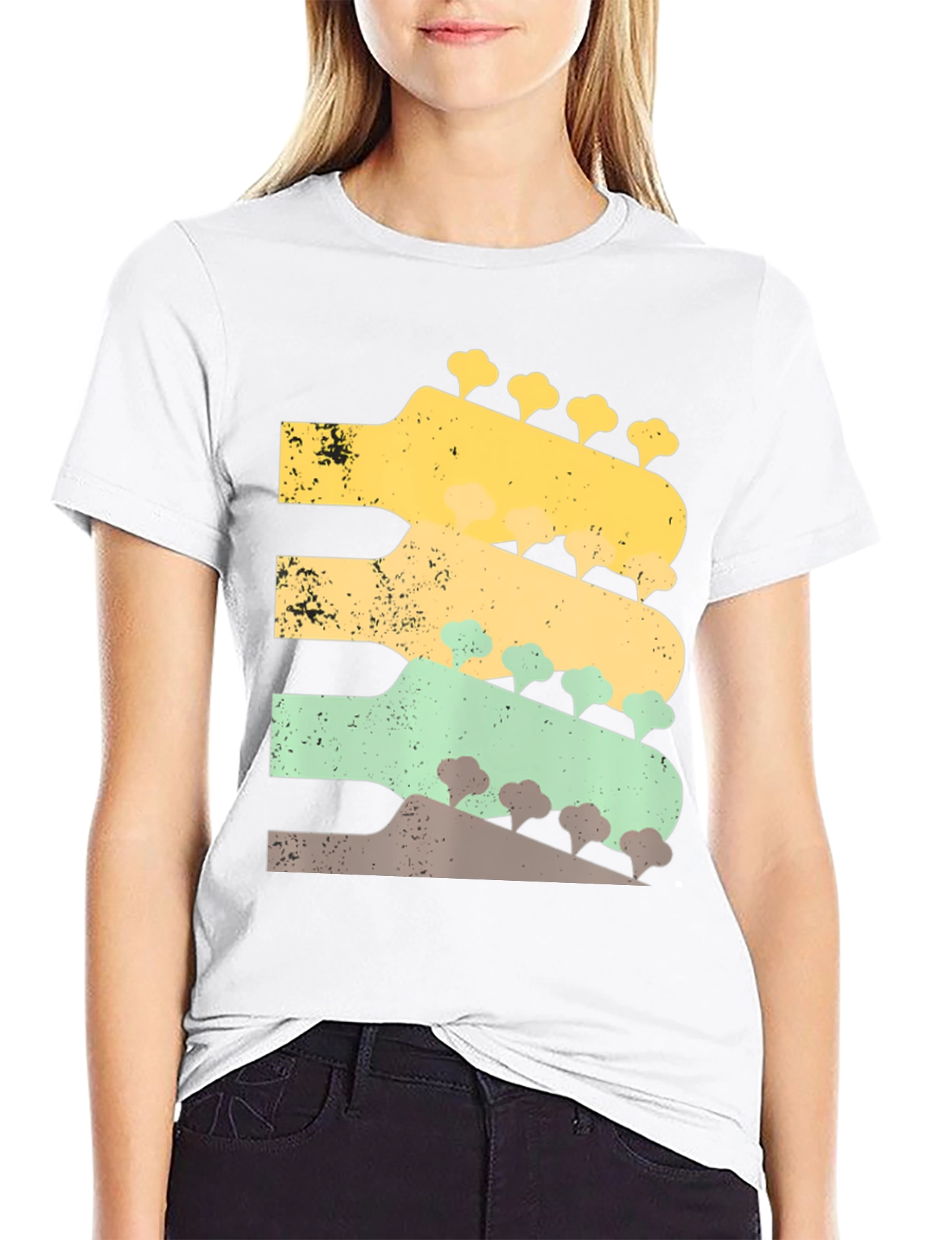 Retro Guitar Headstock T-Shirt - Music Lover Tee