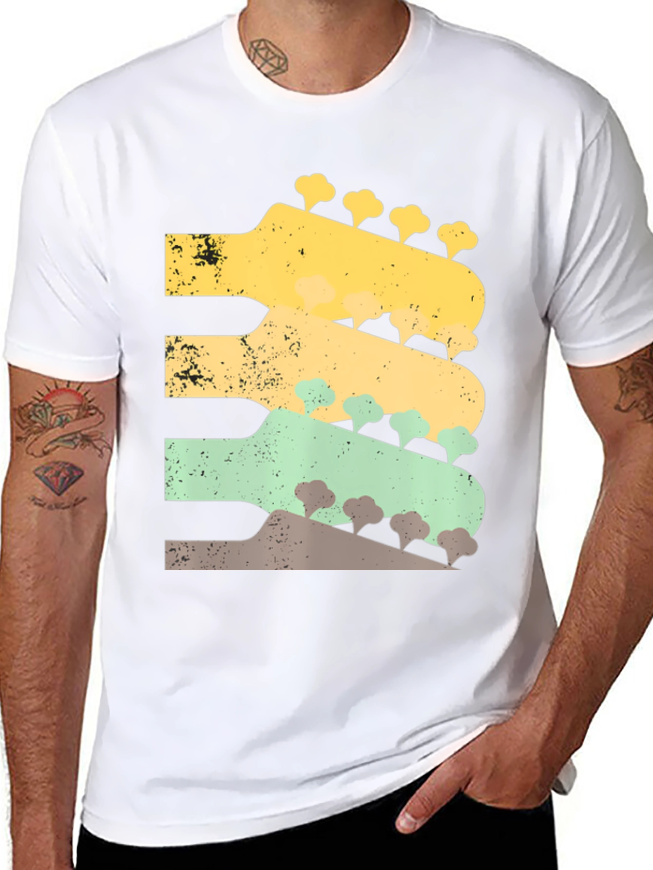 Retro Guitar Headstock T-Shirt - Music Lover Tee