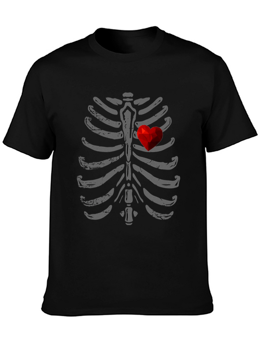 Skeleton Rib Cage Heart Graphic T-Shirt