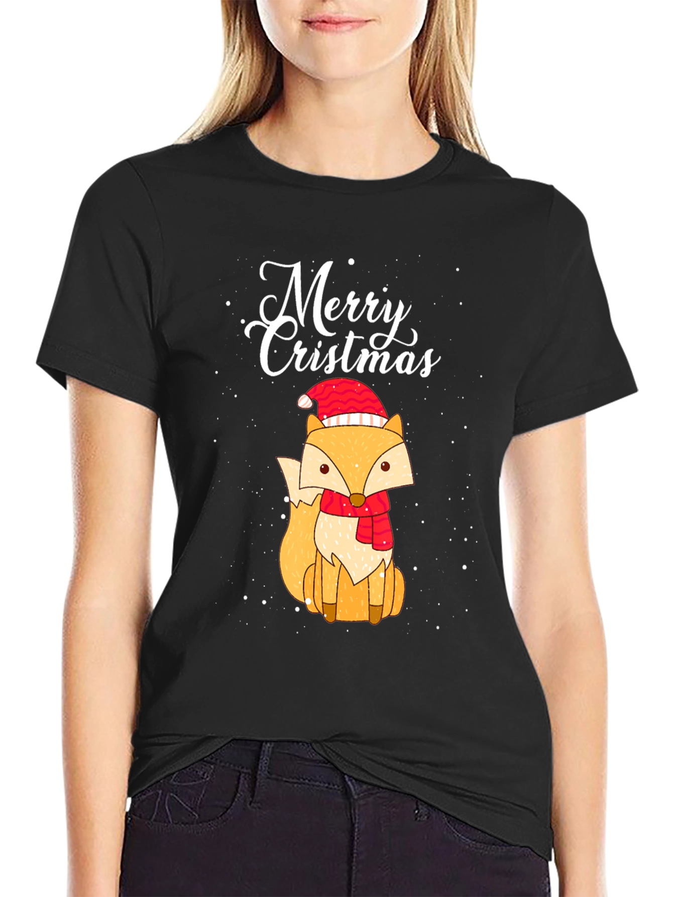 Merry Cristmas Fox Graphic Tee