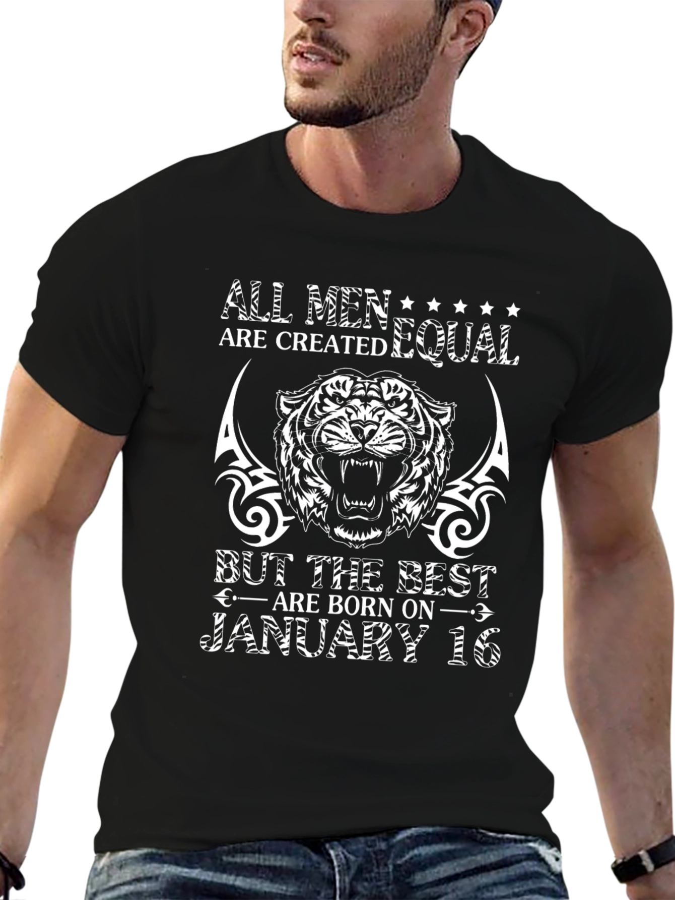 January 16th Birthday Tiger Graphic T-Shirt