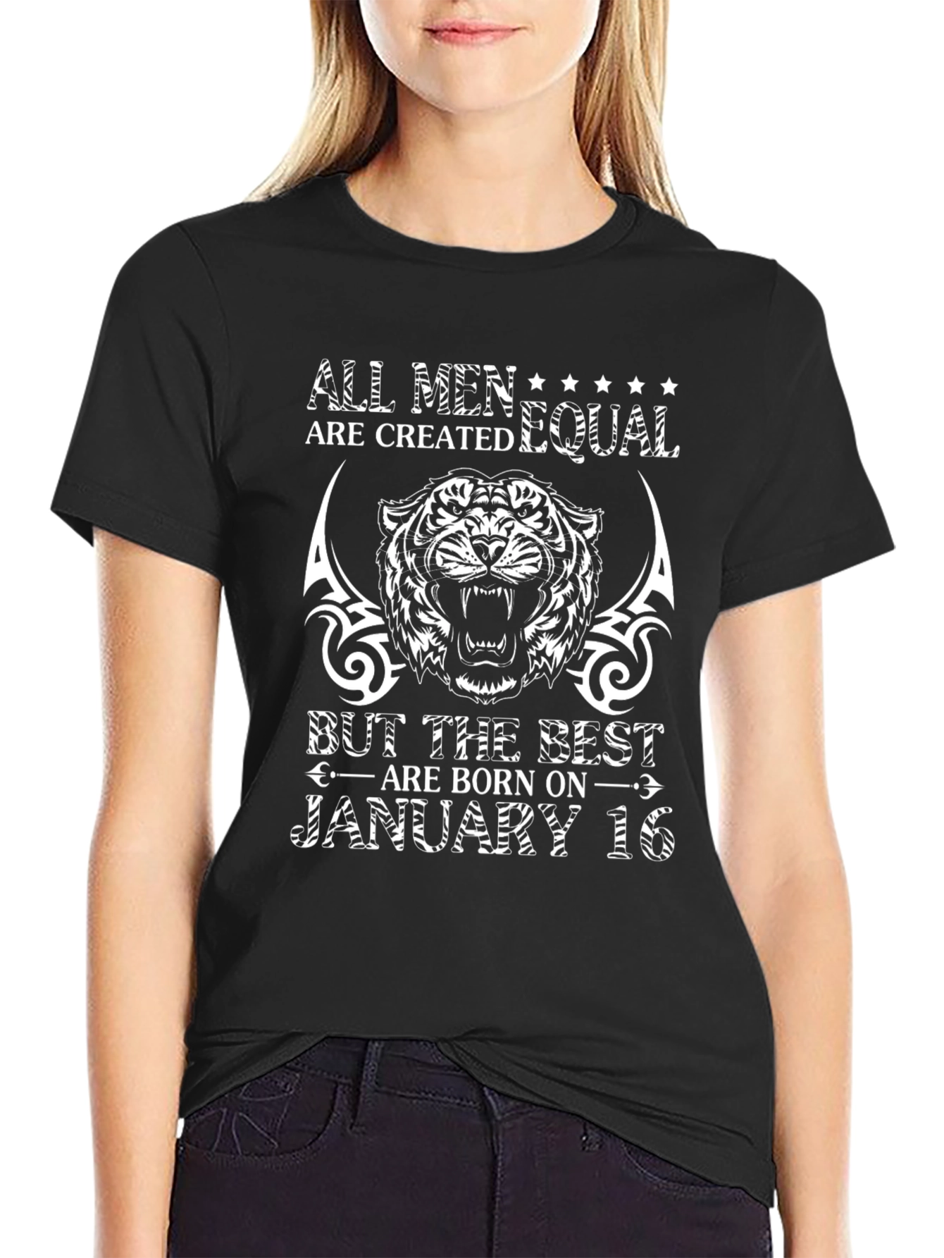 January 16th Birthday Tiger Graphic T-Shirt