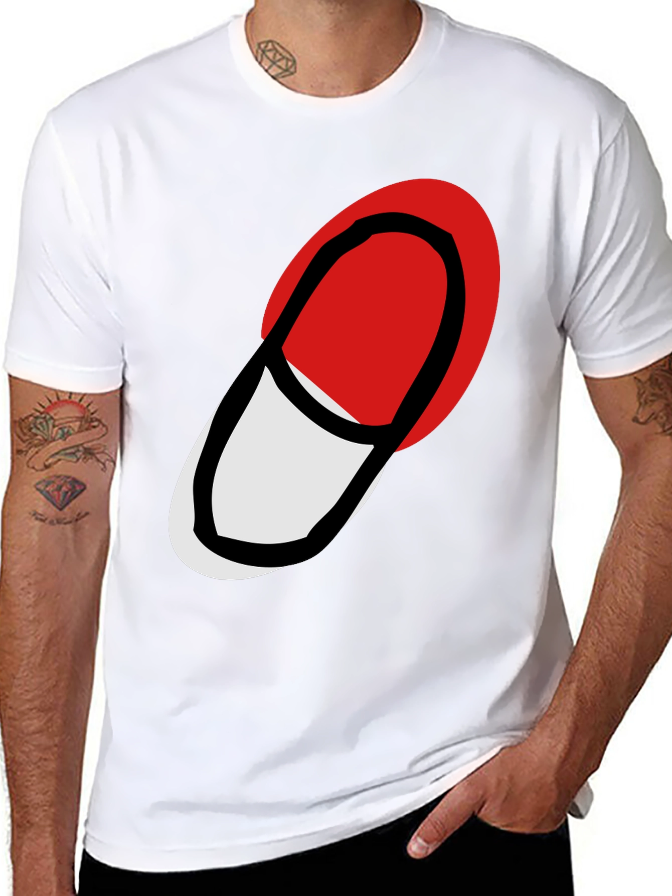Abstract Pill Graphic Black T-Shirt