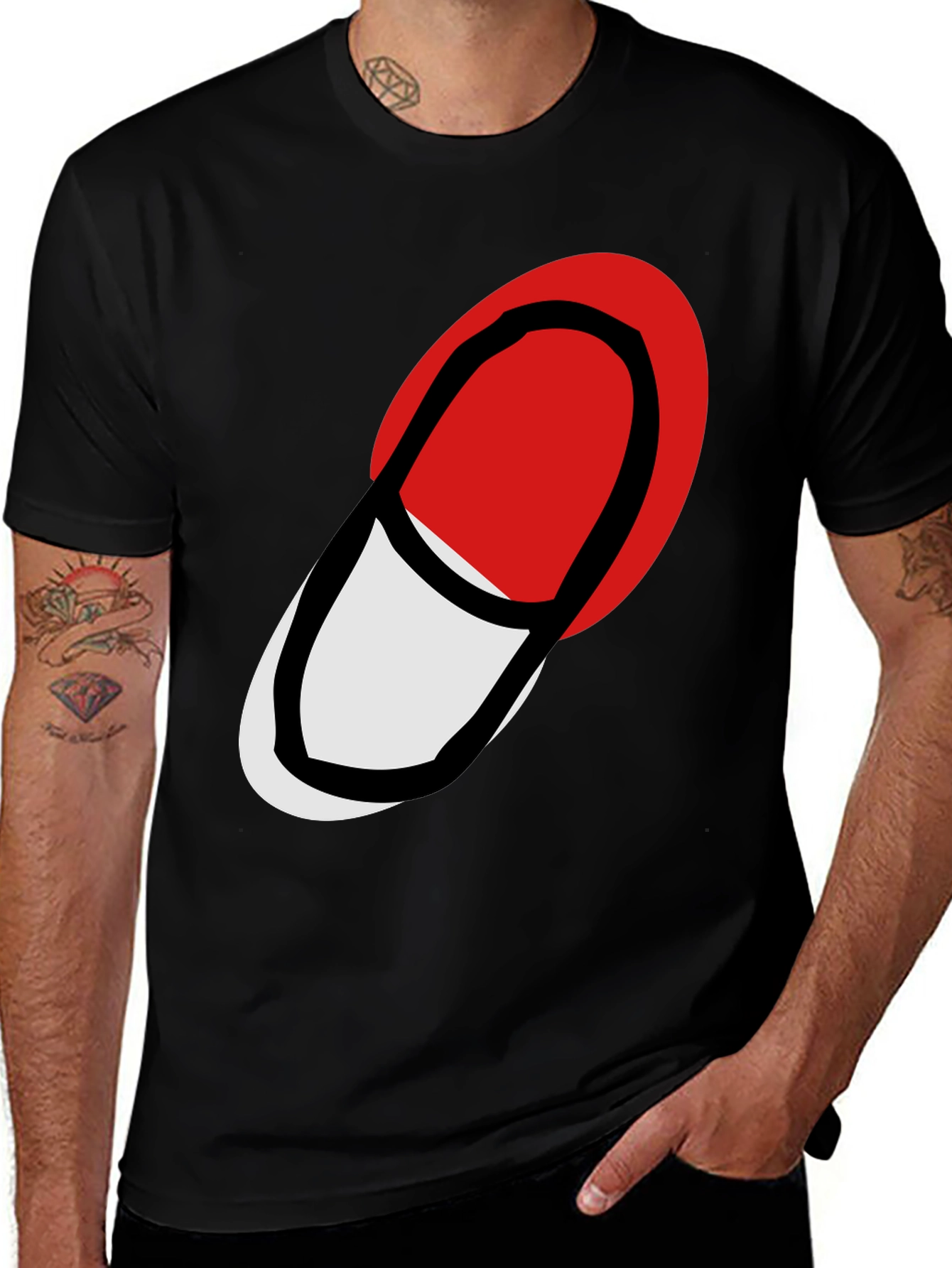 Abstract Pill Graphic Black T-Shirt