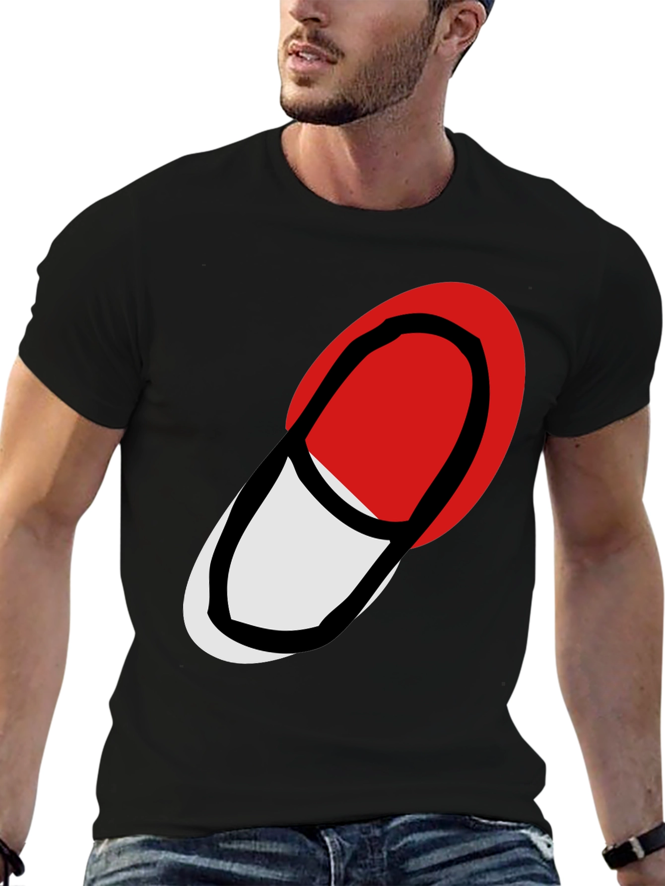 Abstract Pill Graphic Black T-Shirt