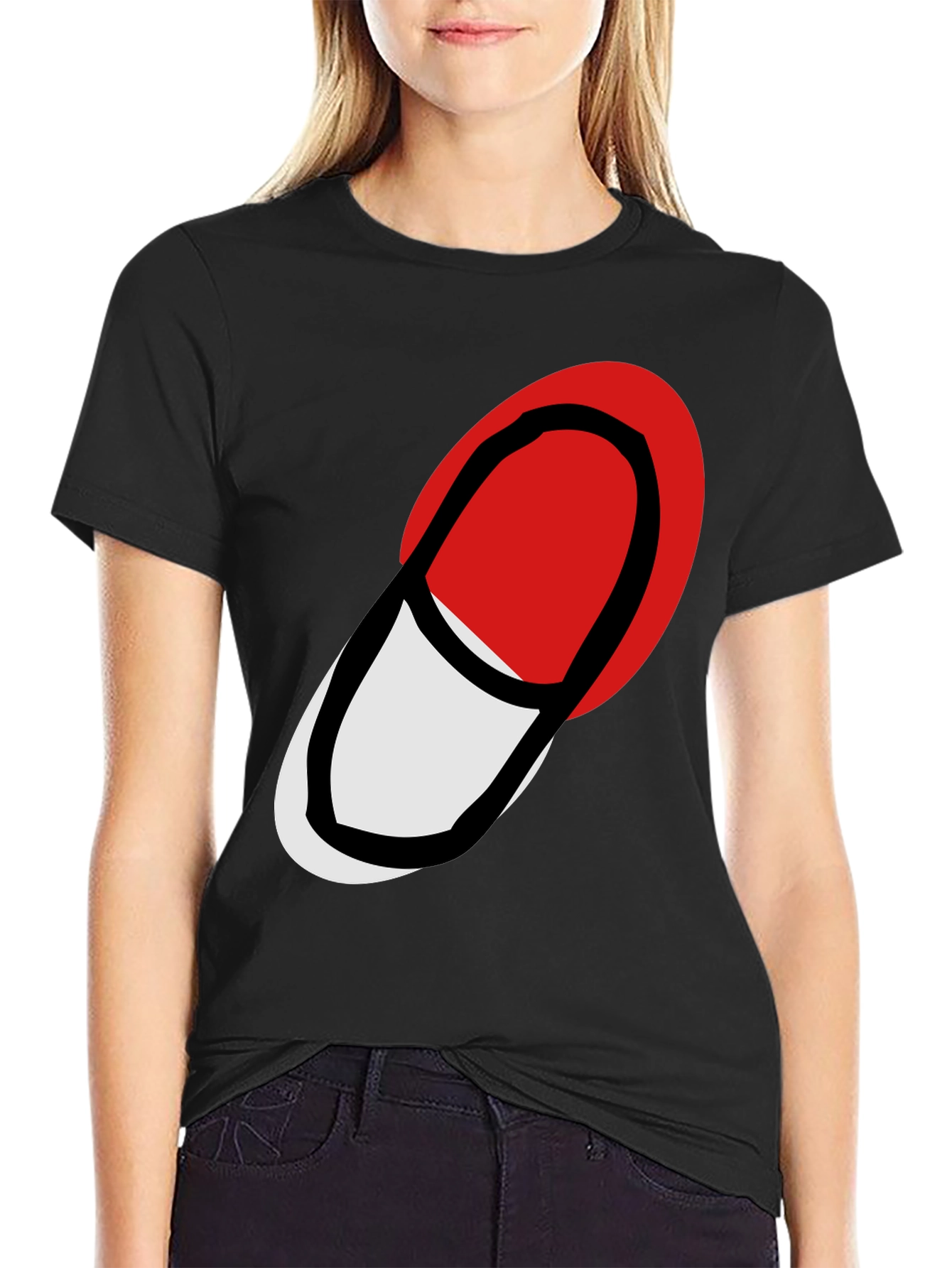 Abstract Pill Graphic Black T-Shirt