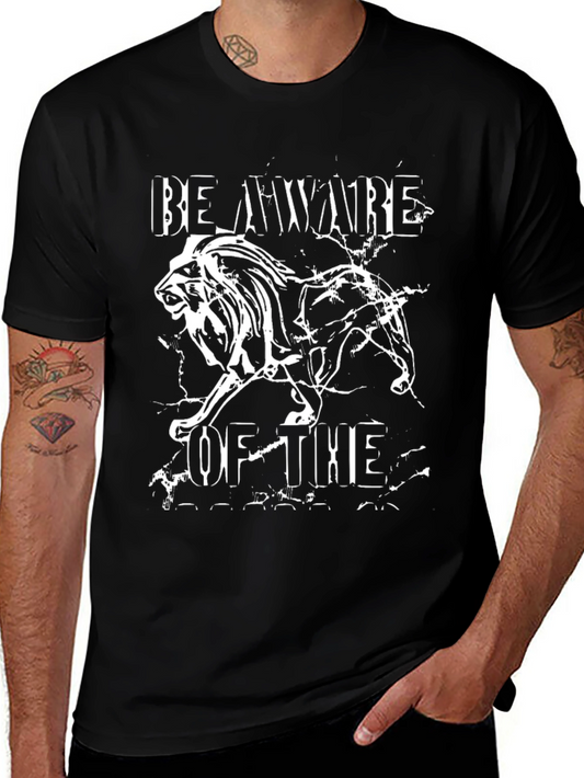 Beware of the Lion Black T-Shirt
