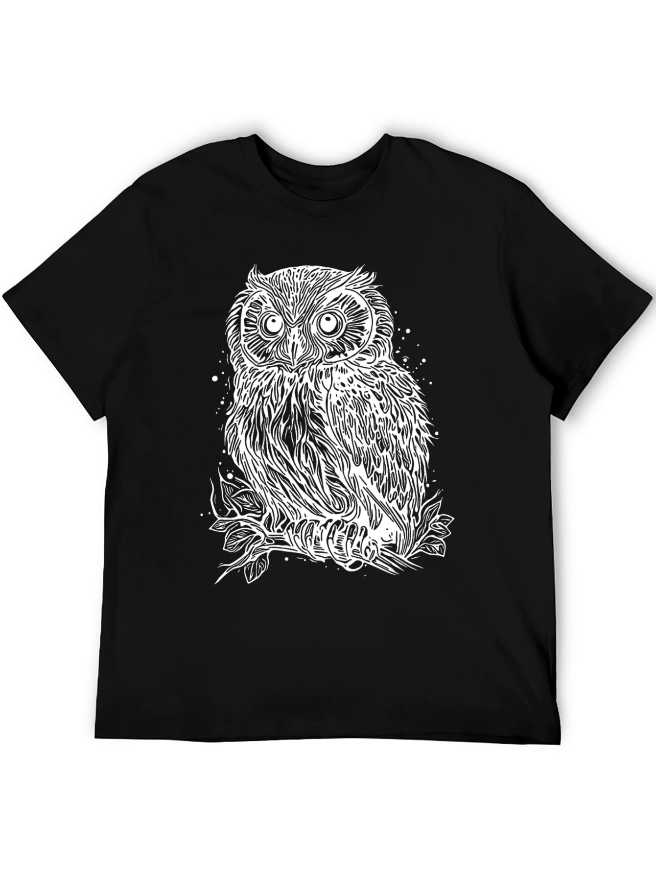 Owl Graphic Print Black T-Shirt