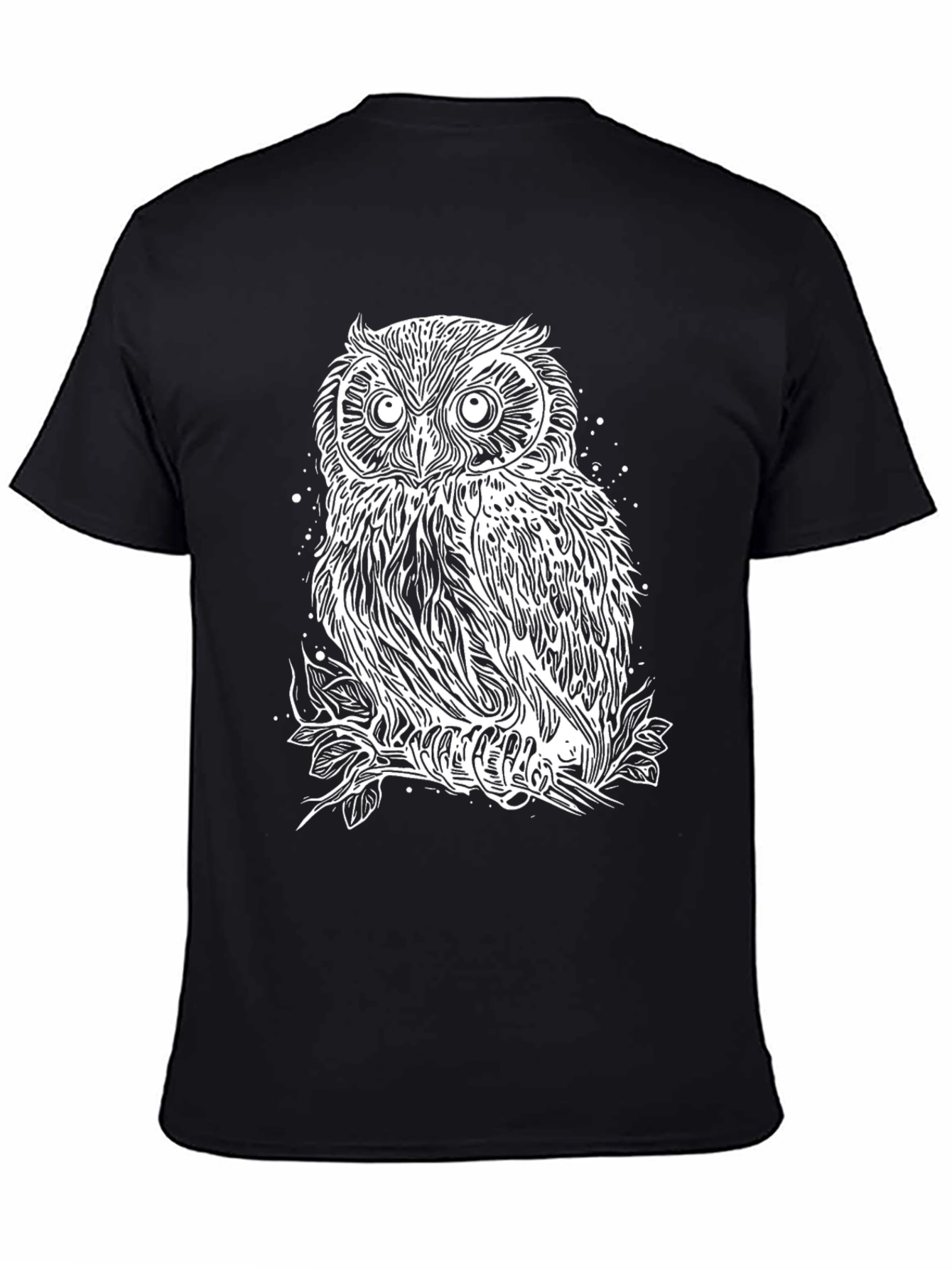Owl Graphic Print Black T-Shirt