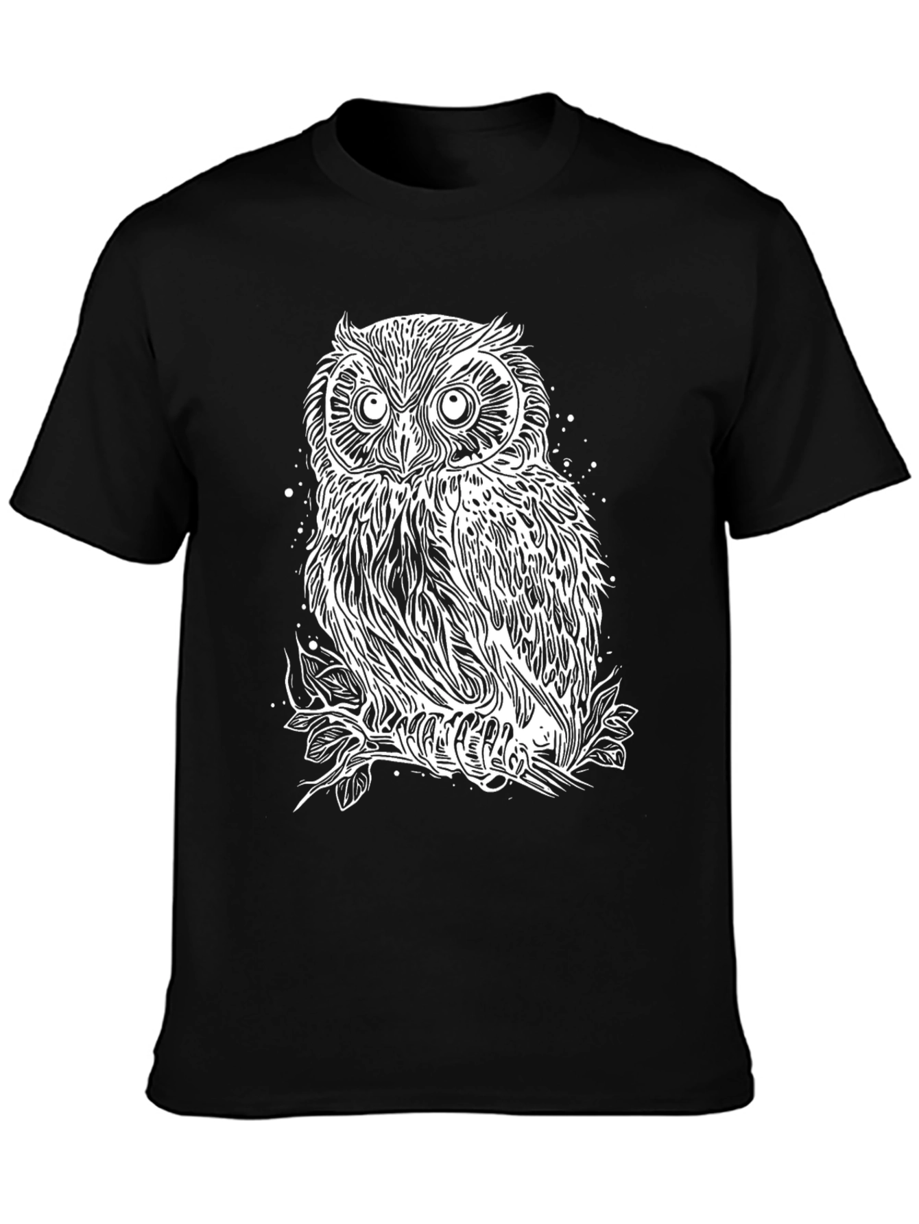 Owl Graphic Print Black T-Shirt