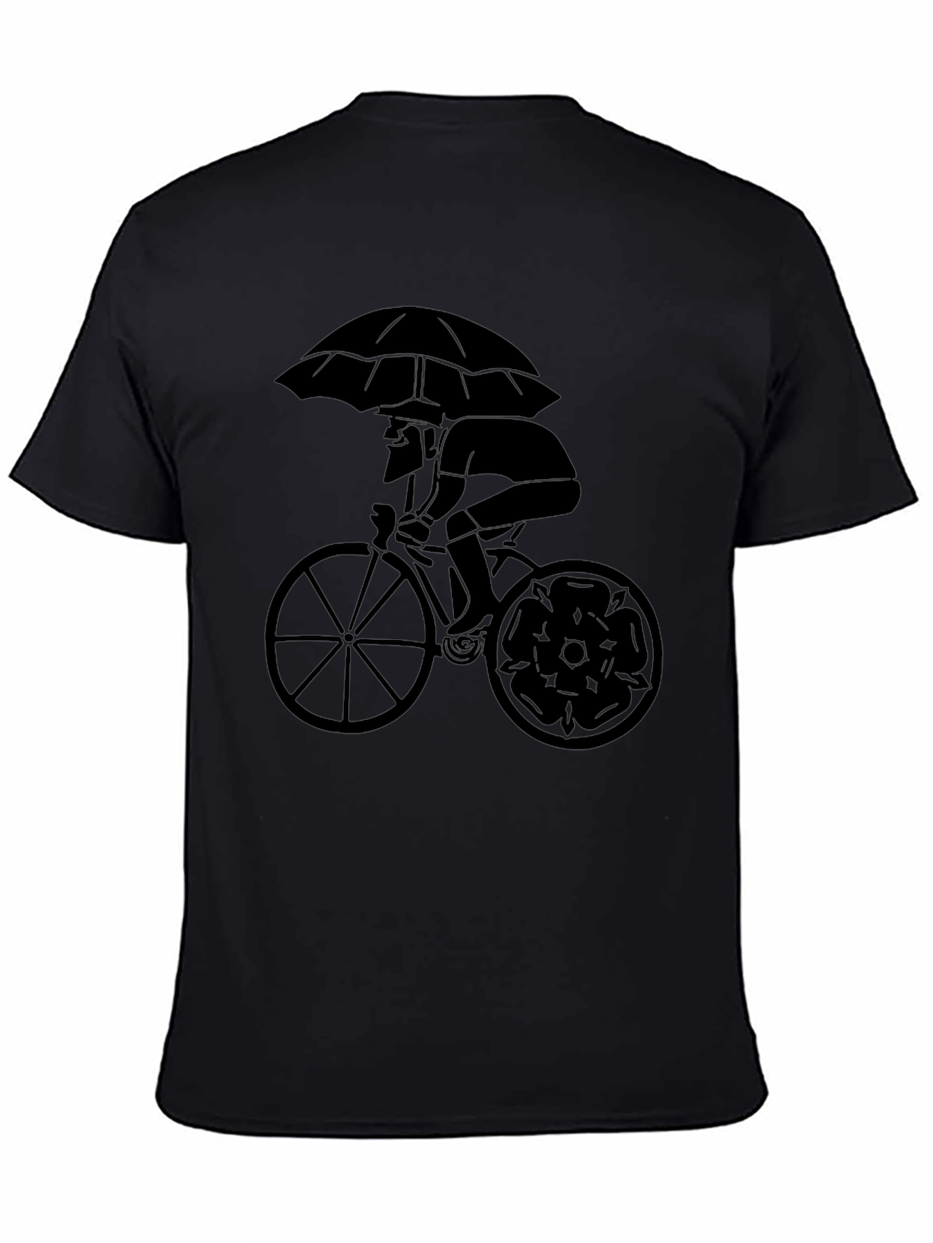 Stylish Cyclist Umbrella Graphic Tee - Black