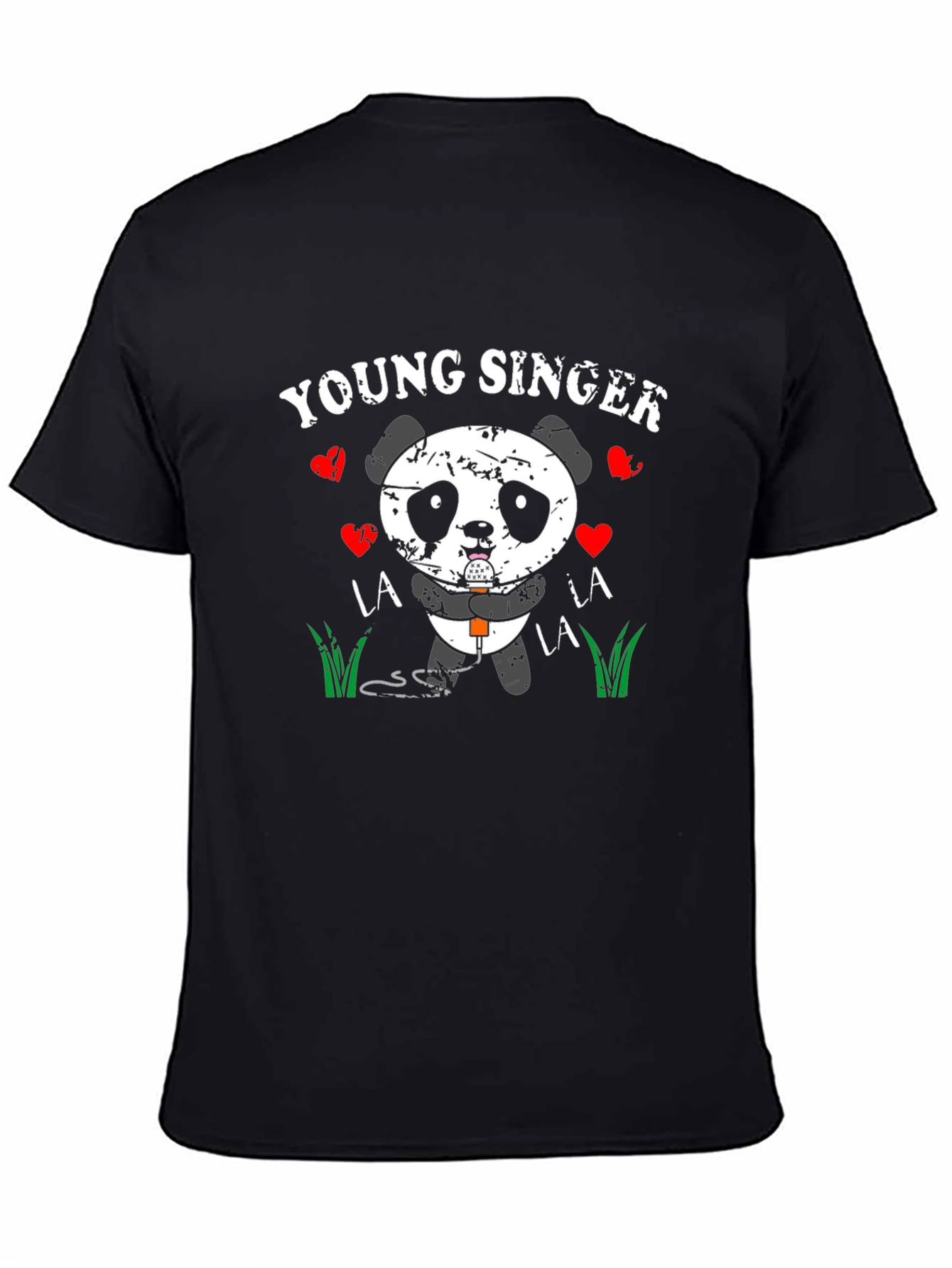 Young Singer Panda Graphic Tee - Black