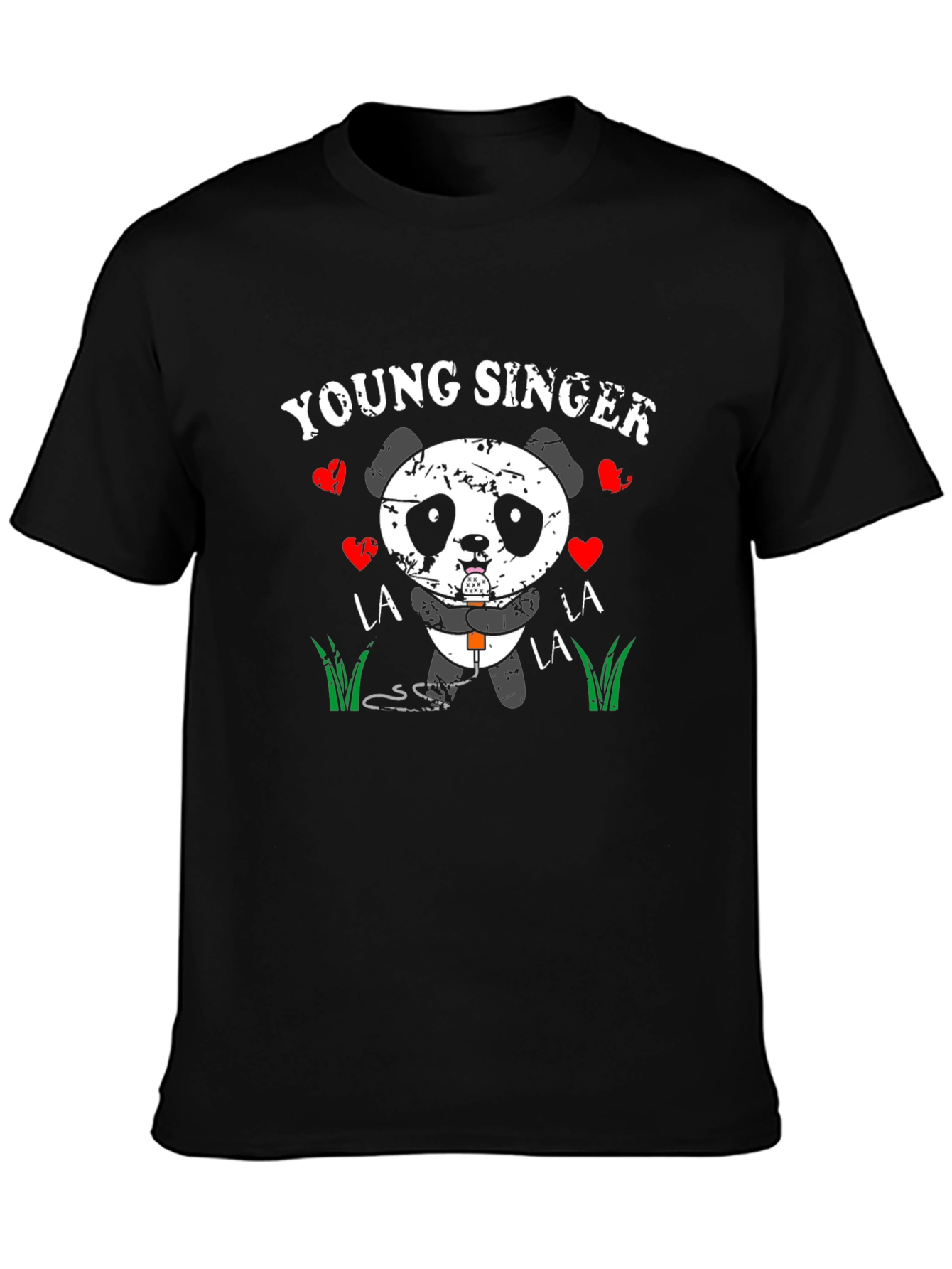 Young Singer Panda Graphic Tee - Black
