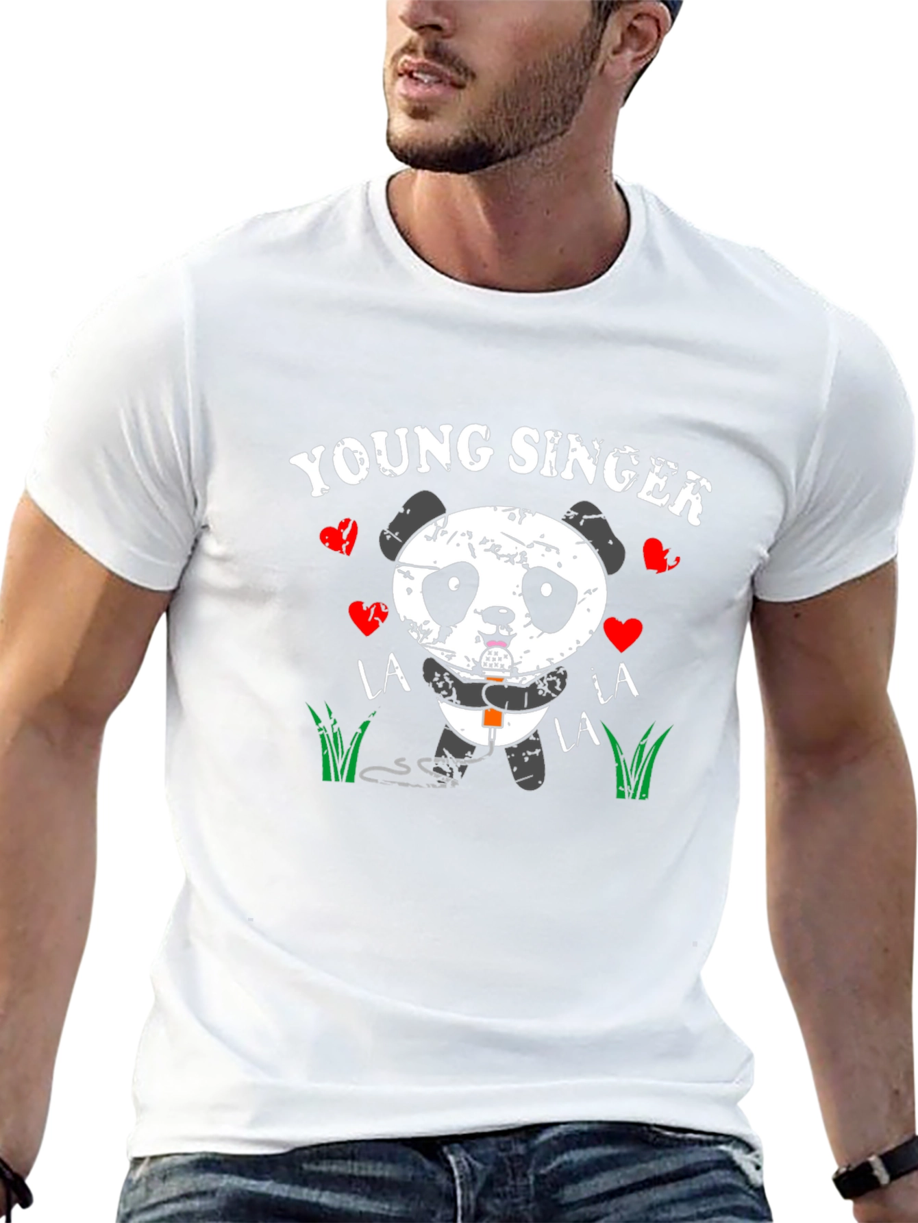 Young Singer Panda Graphic Tee - Black