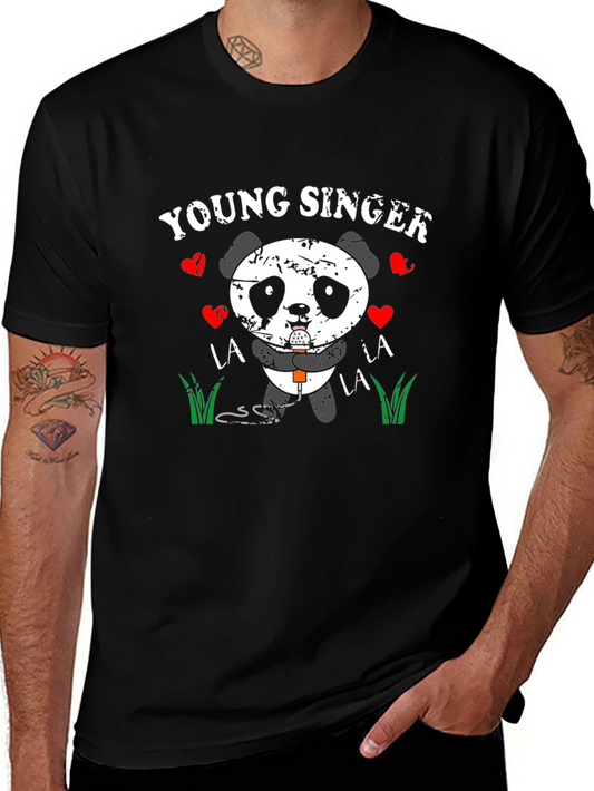Young Singer Panda Graphic Tee - Black