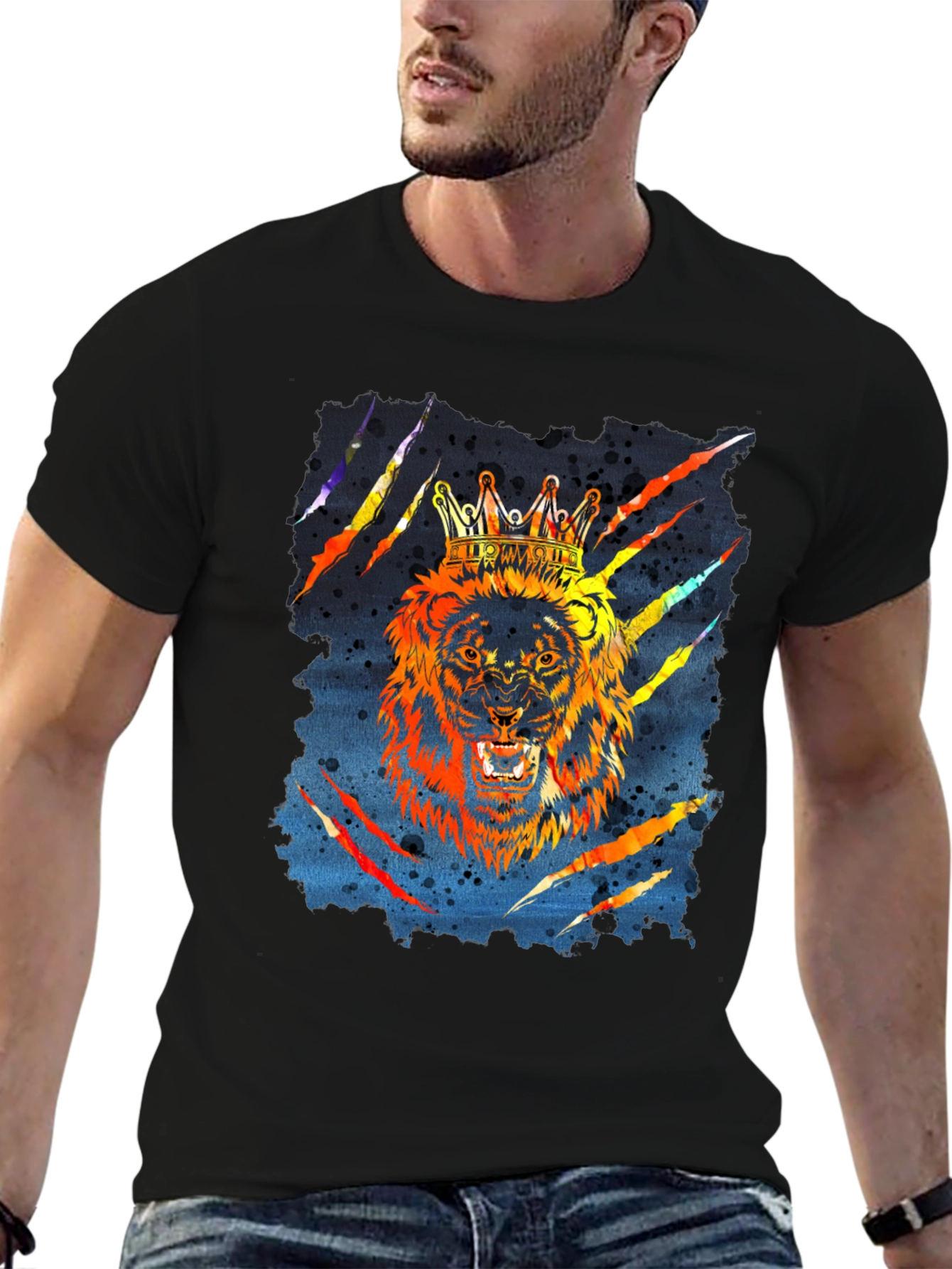 King Lion Graphic T-Shirt - Mens Black Tee