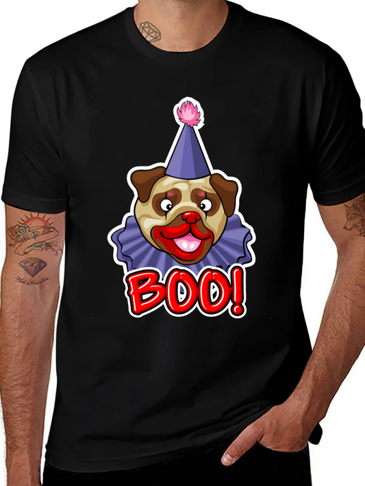 Boo! Pug Clown Graphic Tee - Black