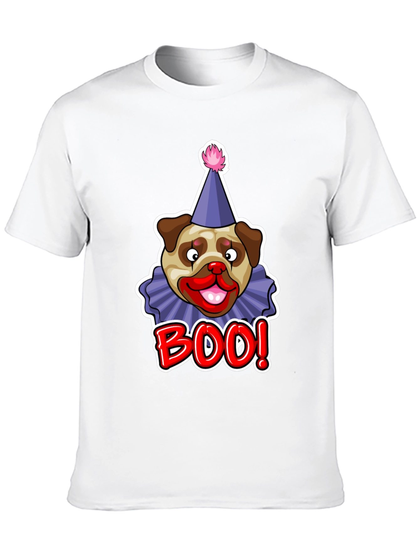 Boo! Pug Clown Graphic Tee - Black