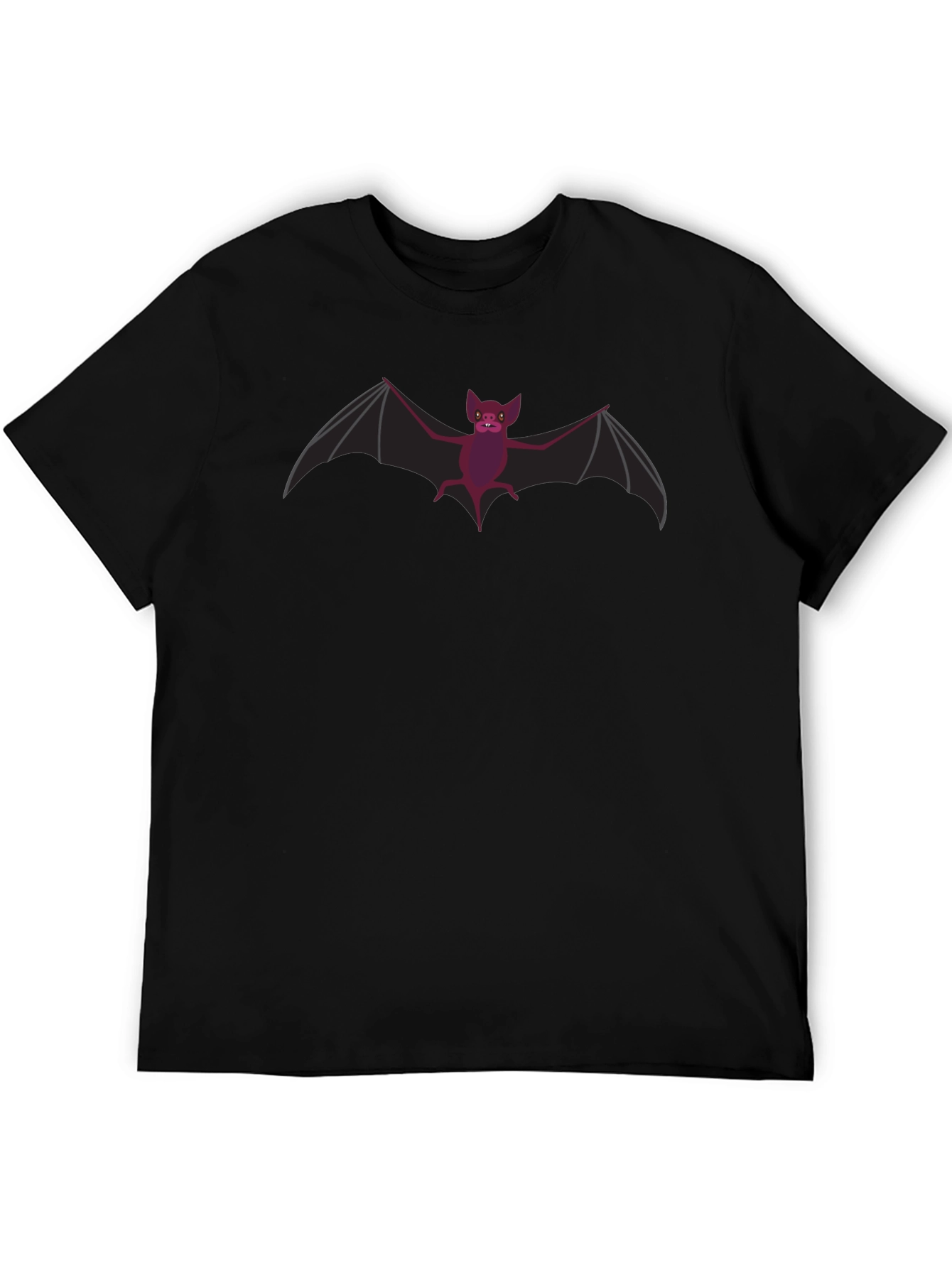 Spooky Bat Graphic Tee - Black Cotton T-Shirt