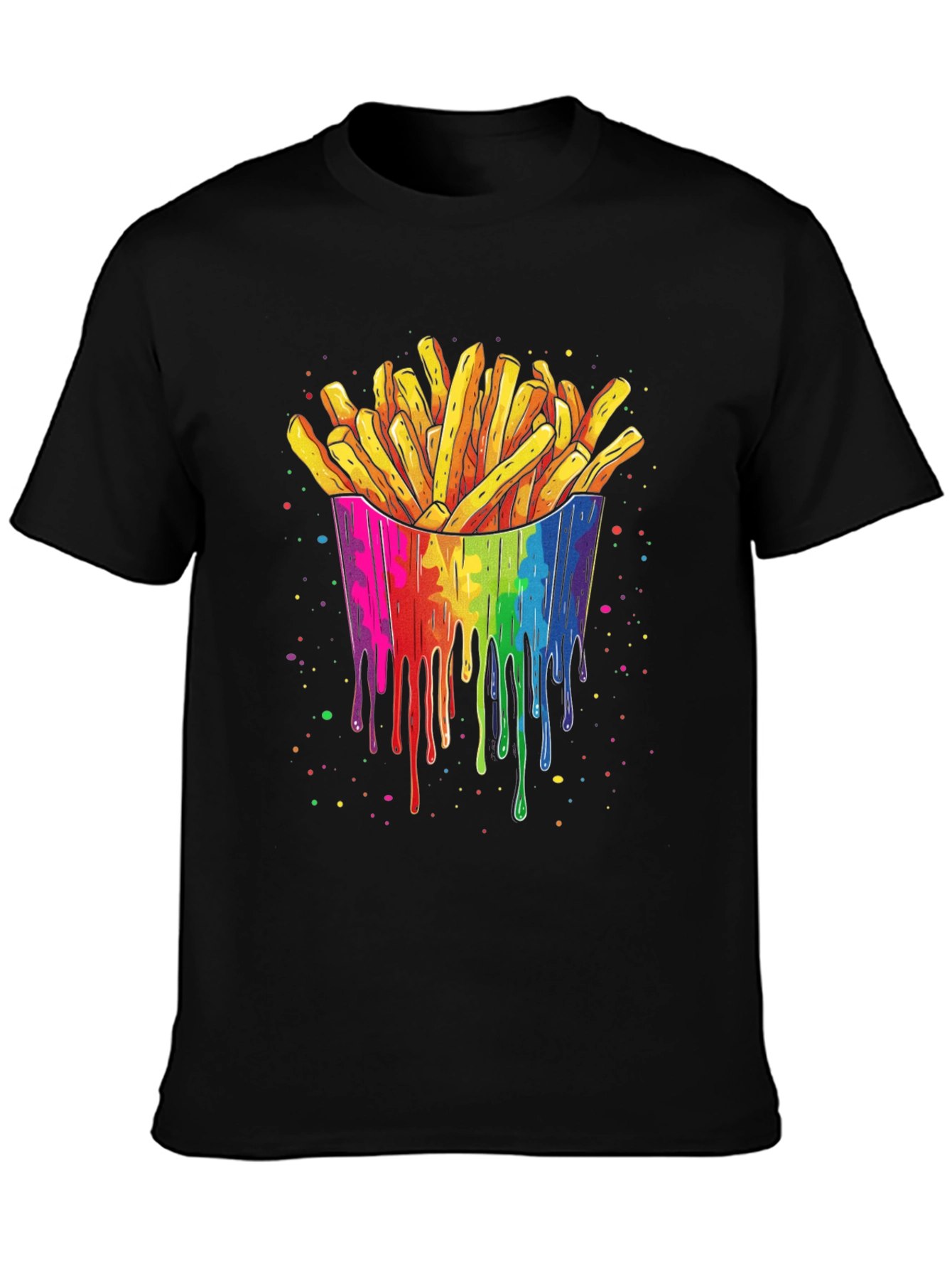 Rainbow Fries Graphic Tee - Unisex Black T-Shirt