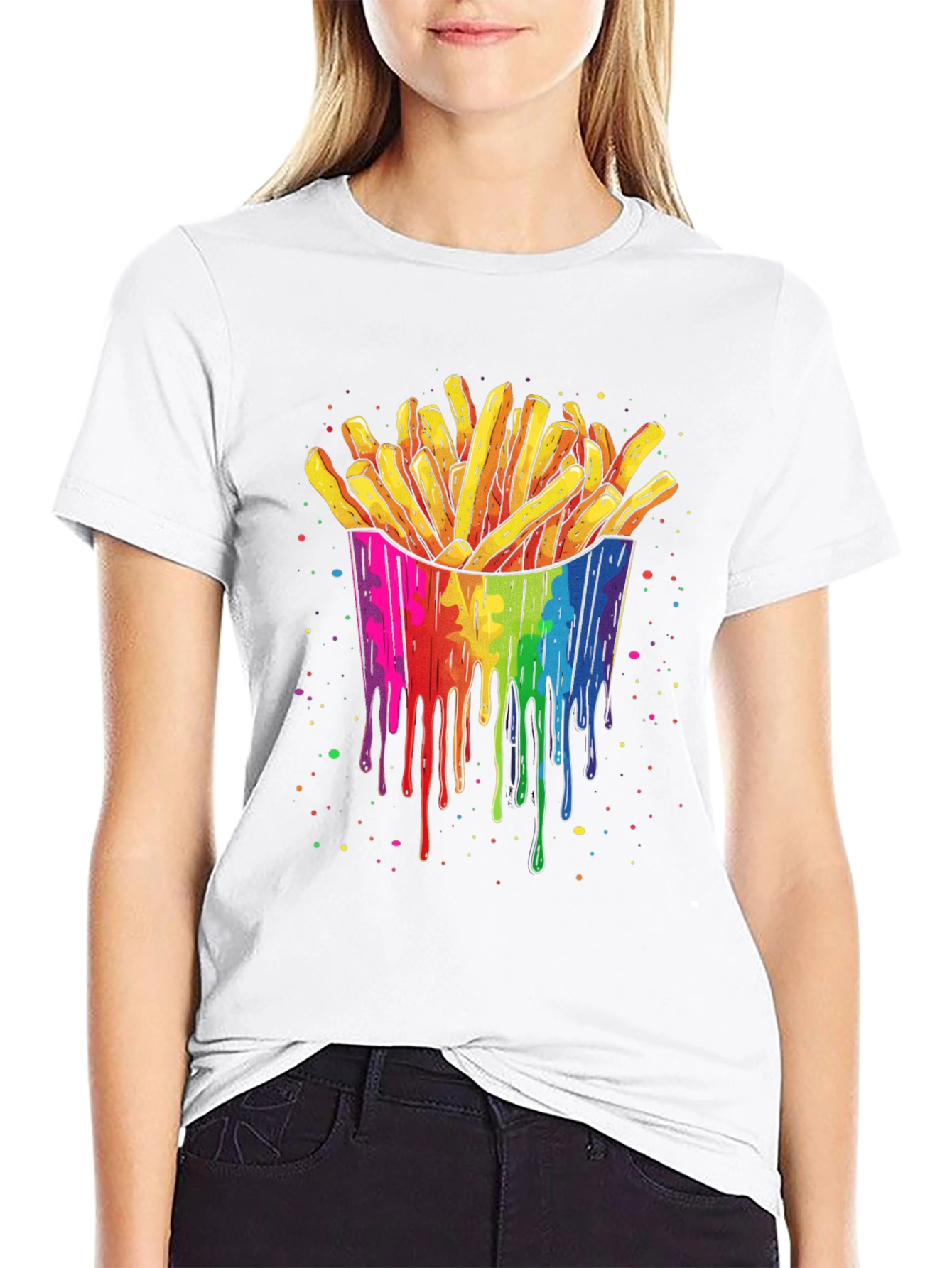 Rainbow Fries Graphic Tee - Unisex Black T-Shirt