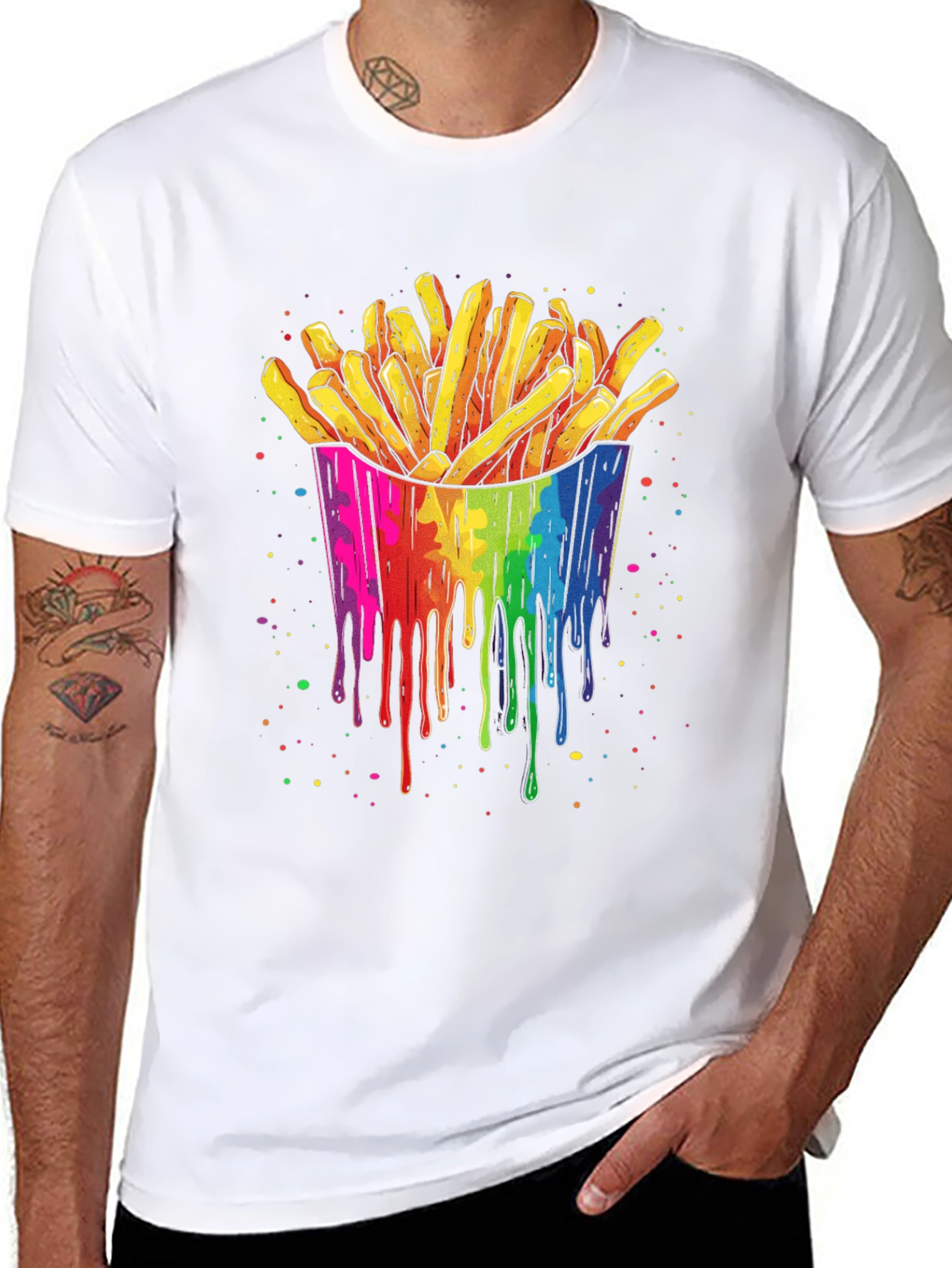 Rainbow Fries Graphic Tee - Unisex Black T-Shirt